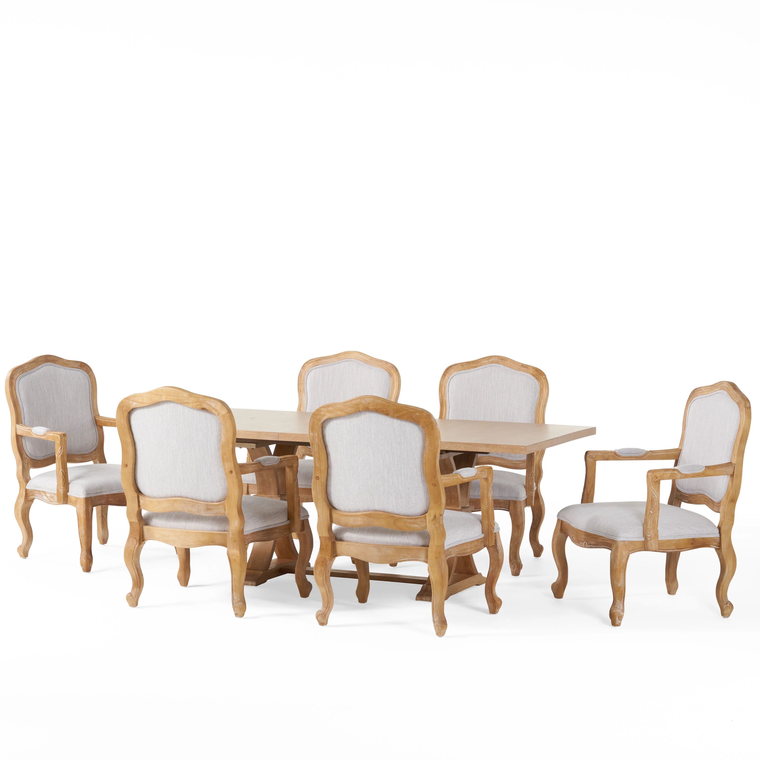 Maria French Country Wood 7-Piece Expandable Dining Set - furnishings