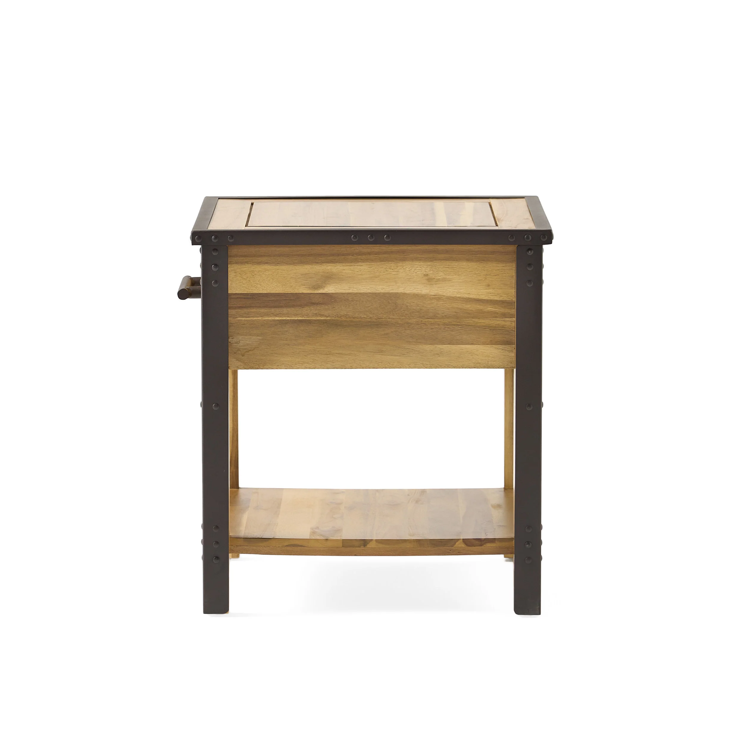Glendora Industrial Solid Wood Single Drawer Nightstand End Table - furnishings