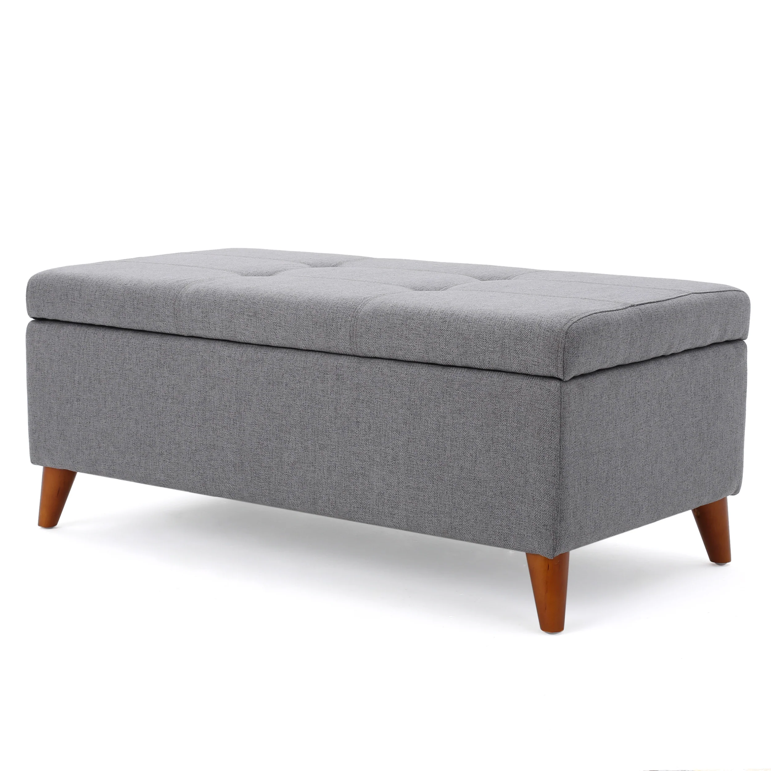 Katherine Mid-Century Modern Button Tufted Fabric Storage Ottoman Bench - furnishings