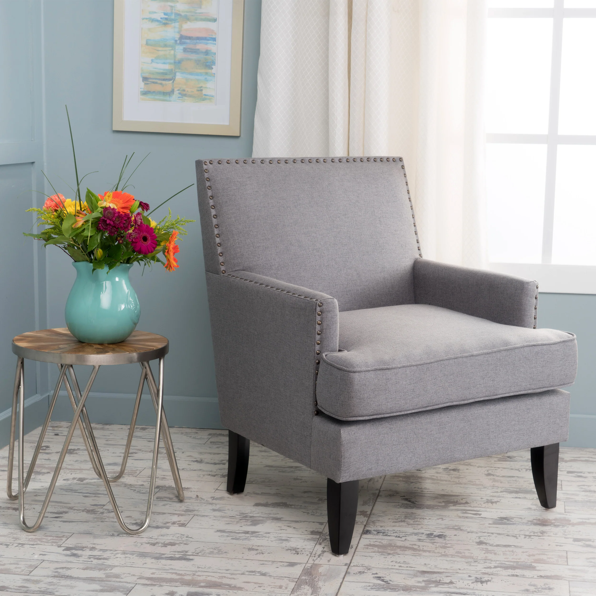 Talette Studded Modern Club Arm Chair - furnishings