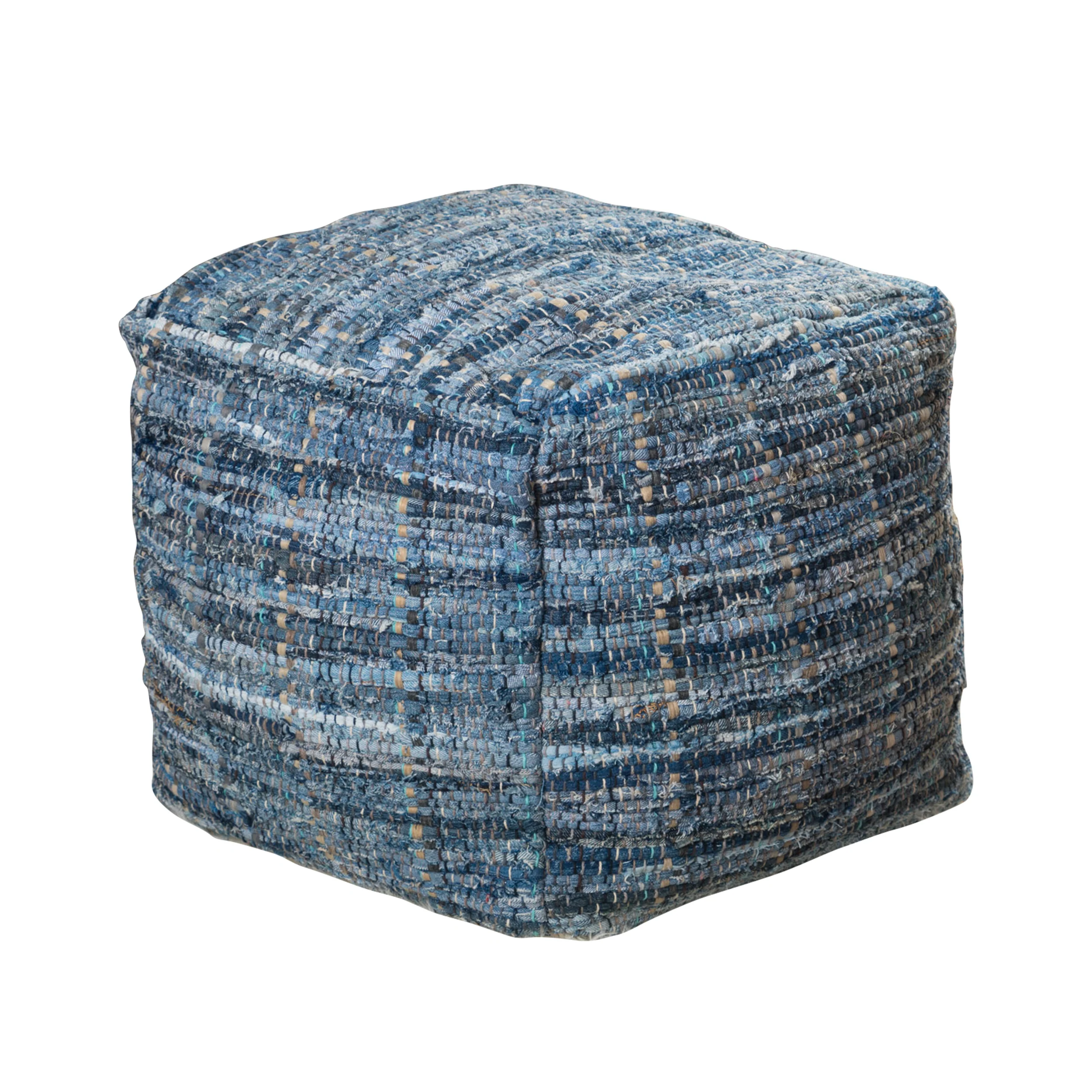 Harlow Handcrafted Boho Fabric Pouf - furnishings