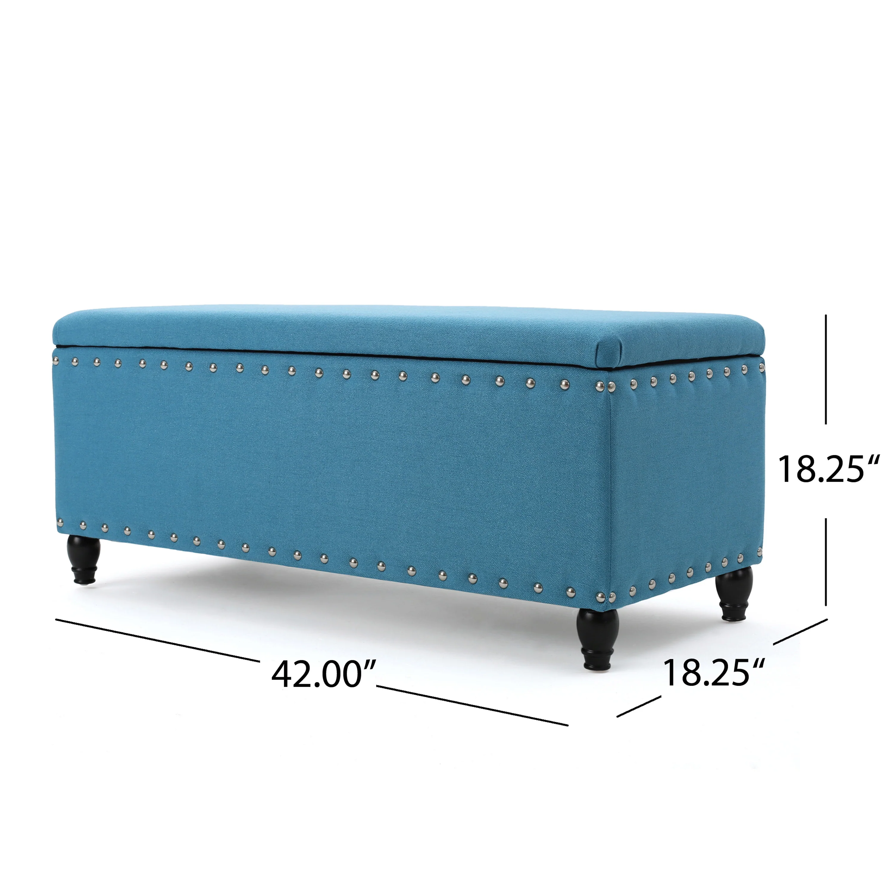 Tatiana Contemporary Fabric Storage Ottoman with Nailhead Trim - furnishings