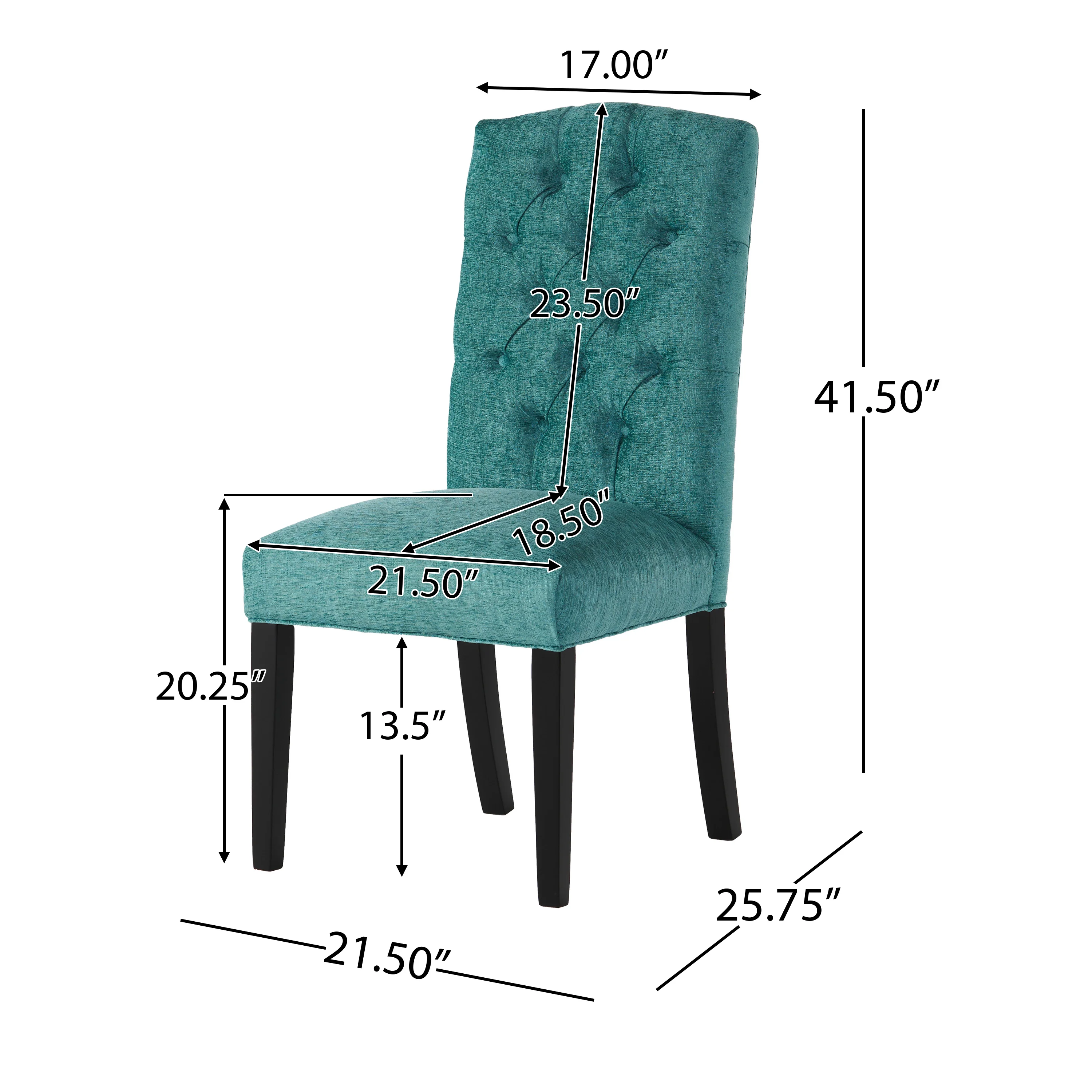Clark Button Tufted Fabric Dining Chair with Tapered Legs, Set of 2 - furnishings
