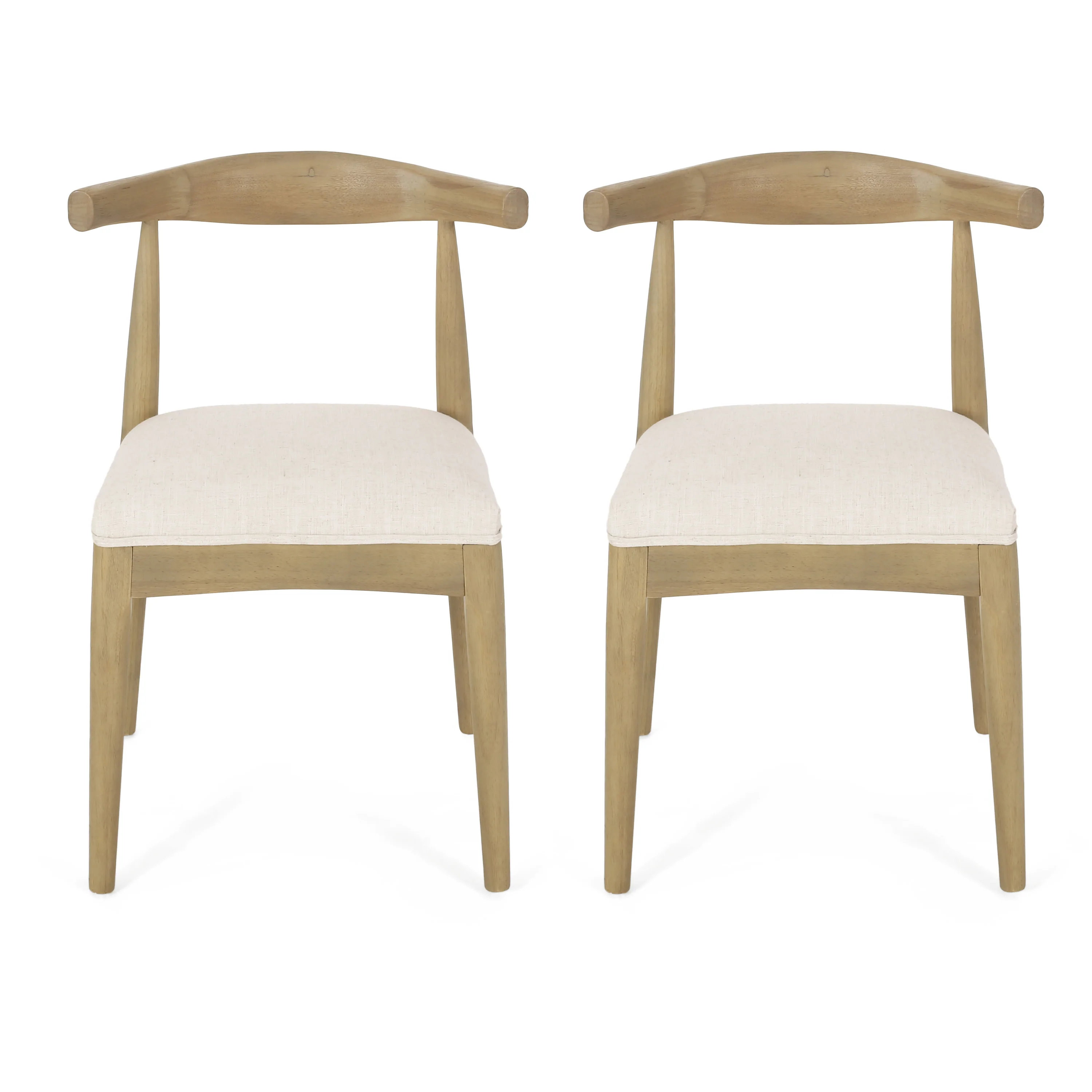 Covey Mid Century Modern Fabric Upholstered Wood Dining Chairs, Set of 2 - furnishings
