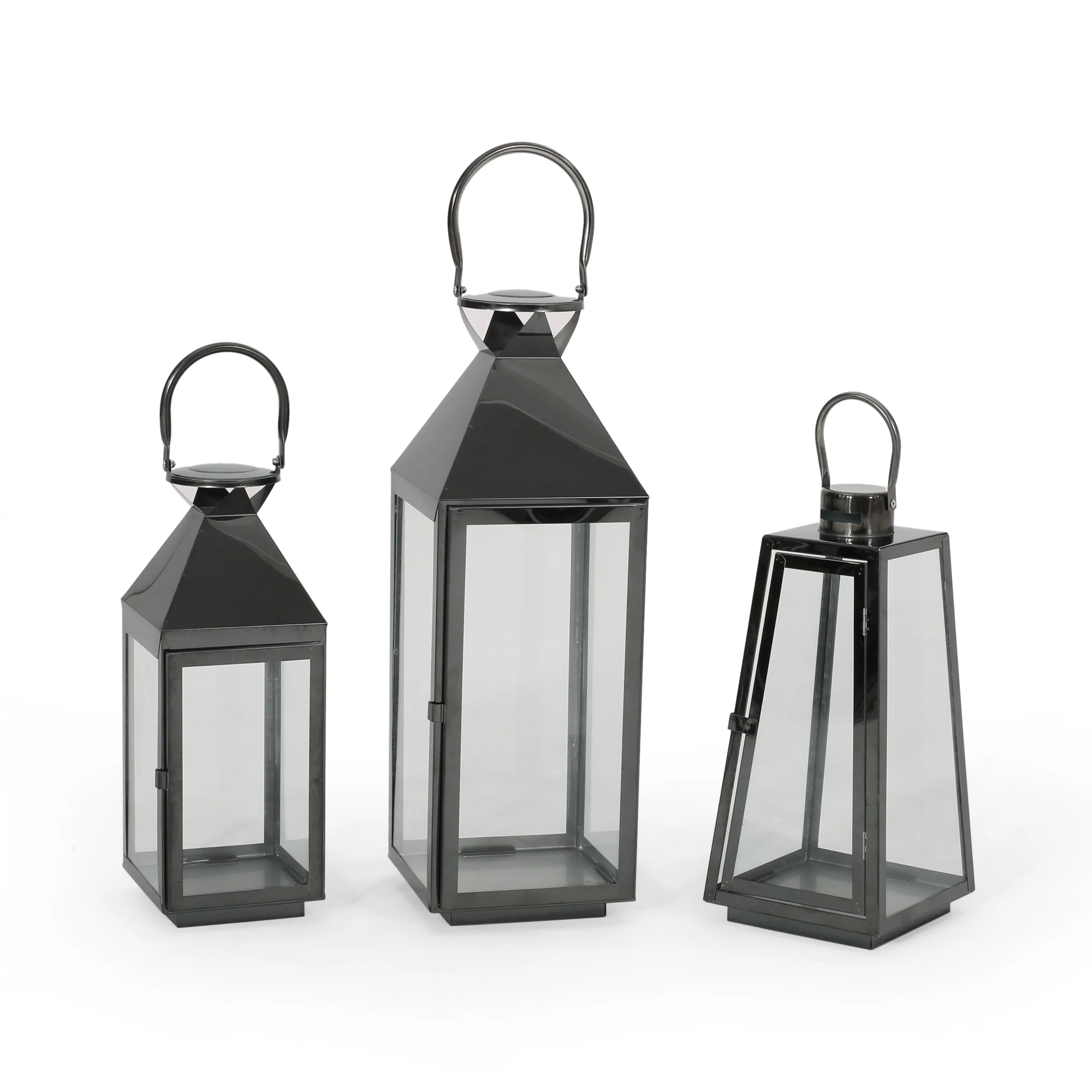 Asael Modern Stainless Steel Lantern Set - furnishings