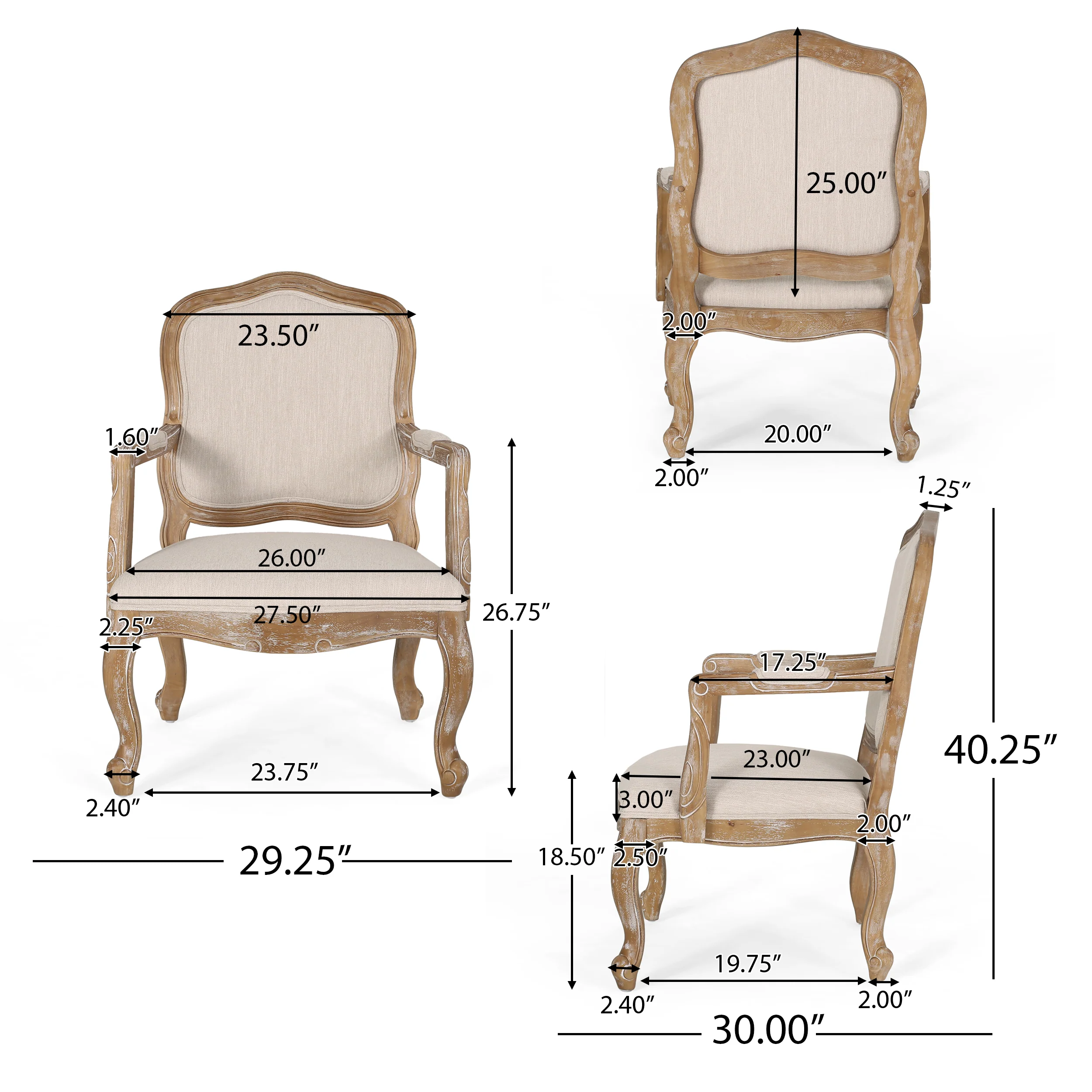 Stene French Country Wood Upholstered Dining Armchair - furnishings