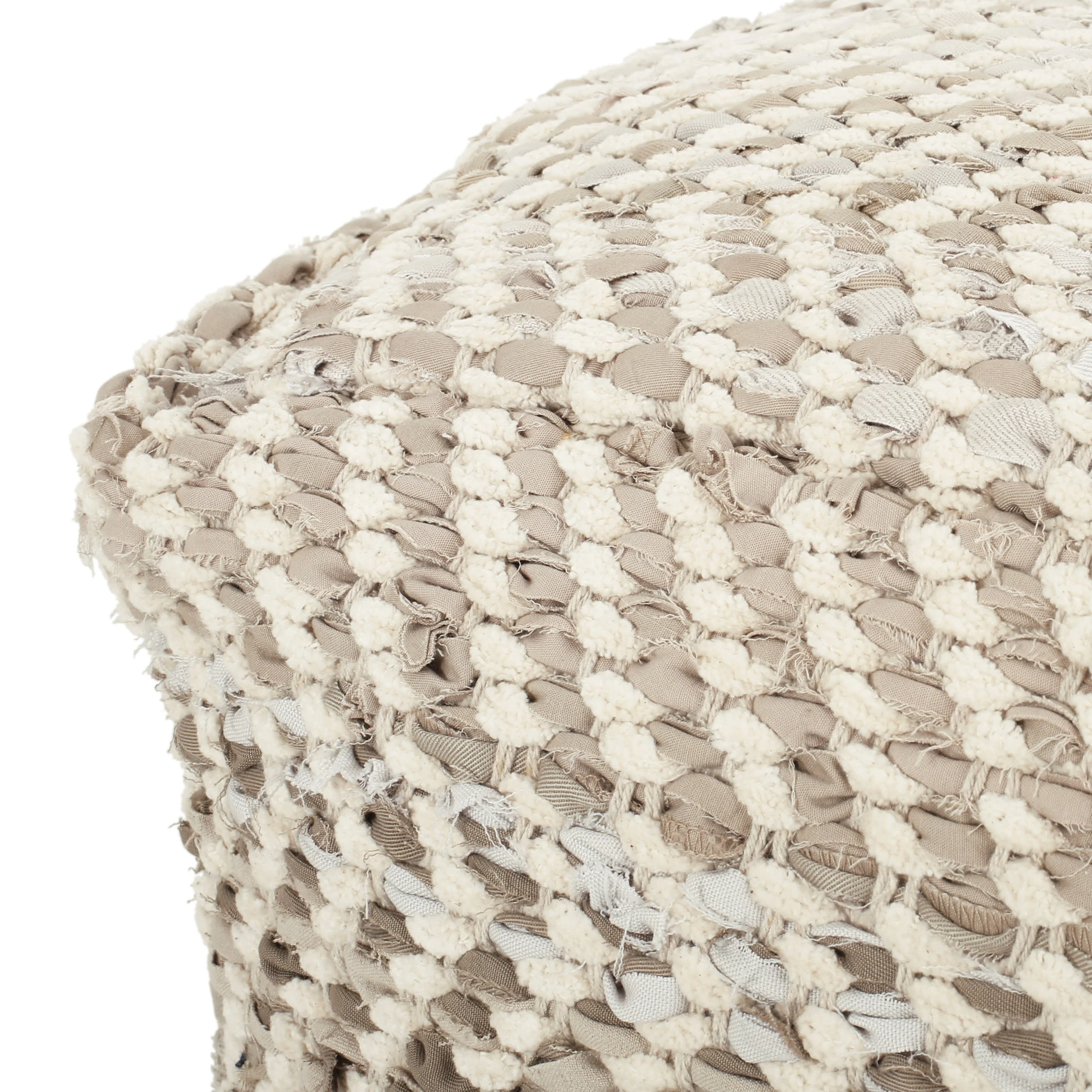 Cyril Handcrafted Boho Fabric Cube Pouf - furnishings