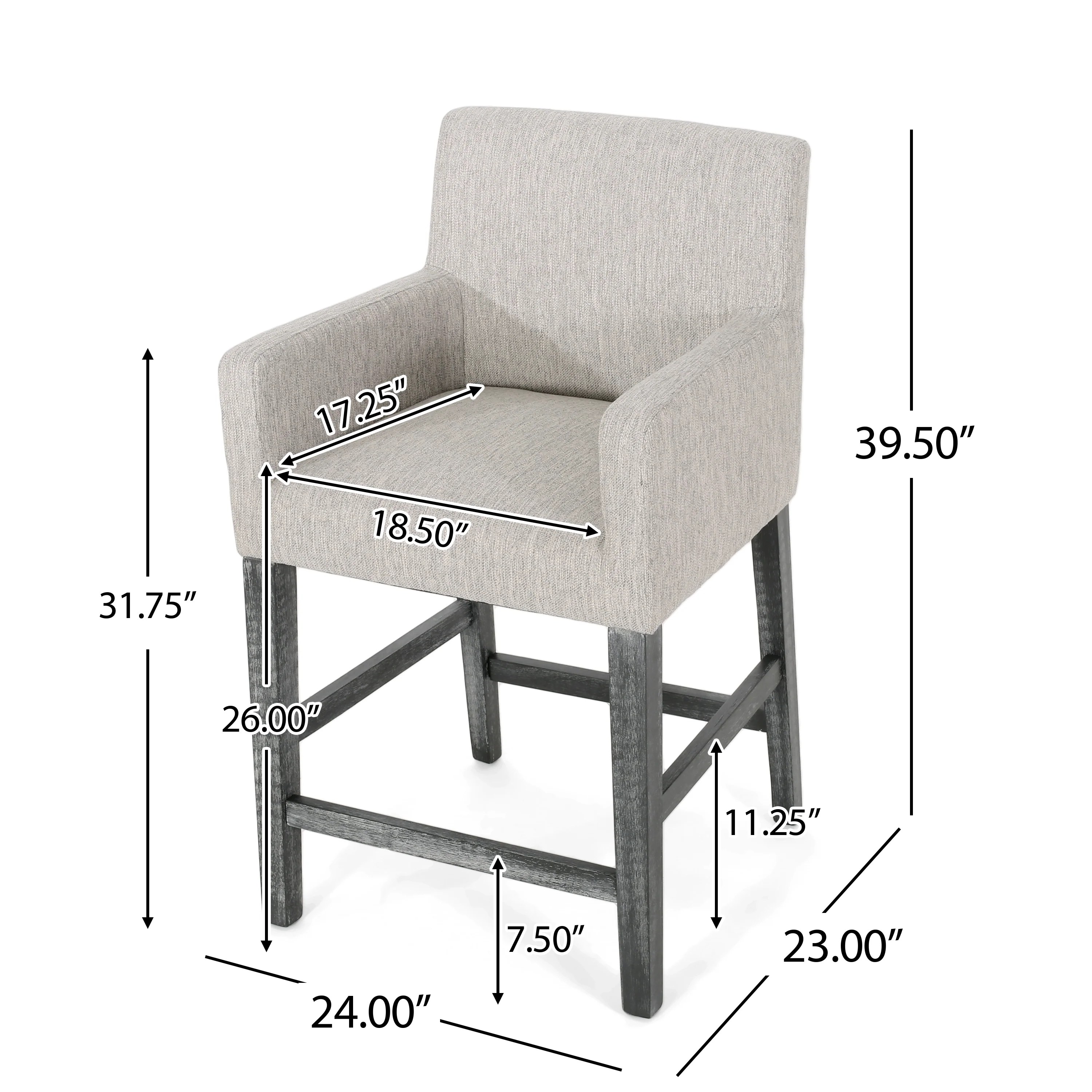 Chaparral Contemporary Fabric Upholstered Wood 26 inch Counter Stool - furnishings