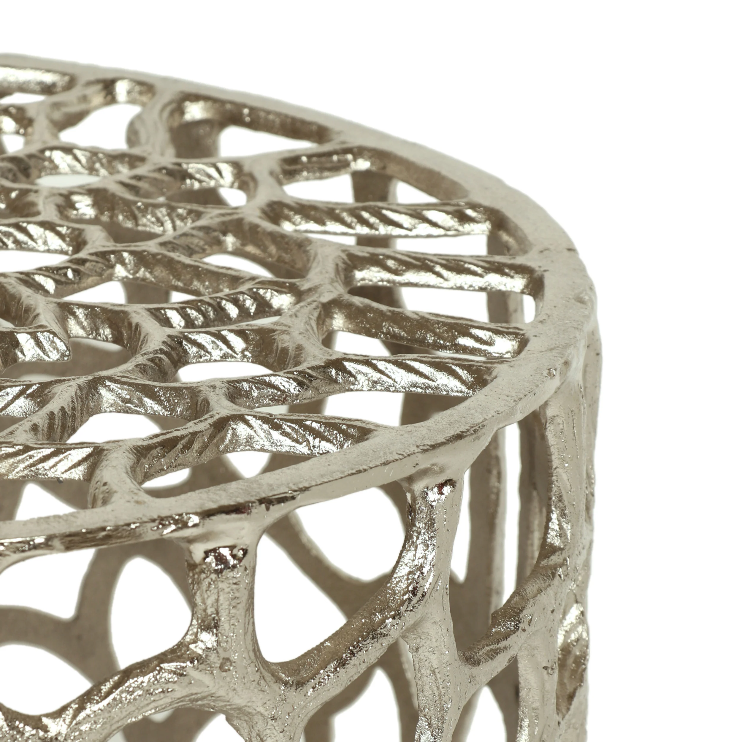 Graciela Modern Iron Mesh Accent Table, Nickel Antique - furnishings