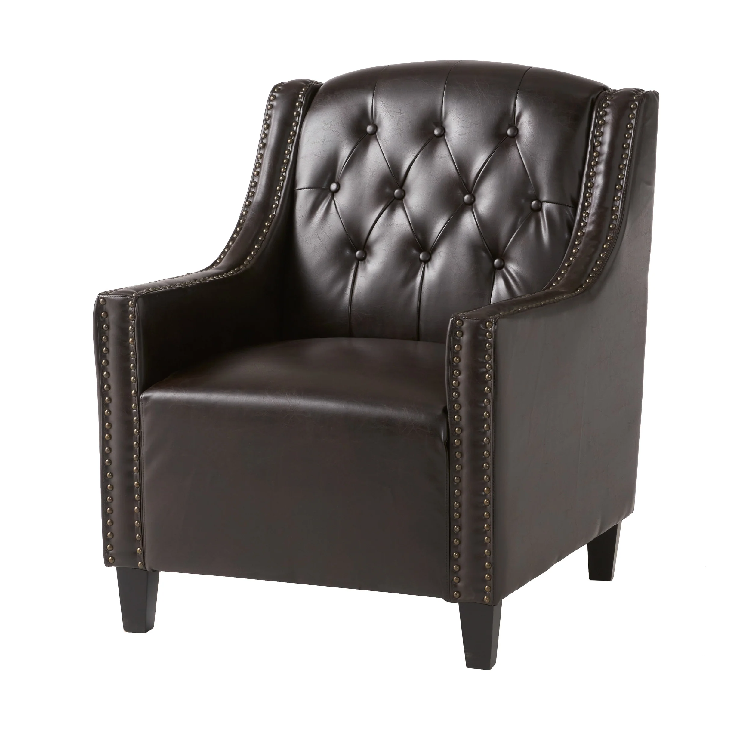 Nottingham Tufted Brown Leather Club Chair - furnishings