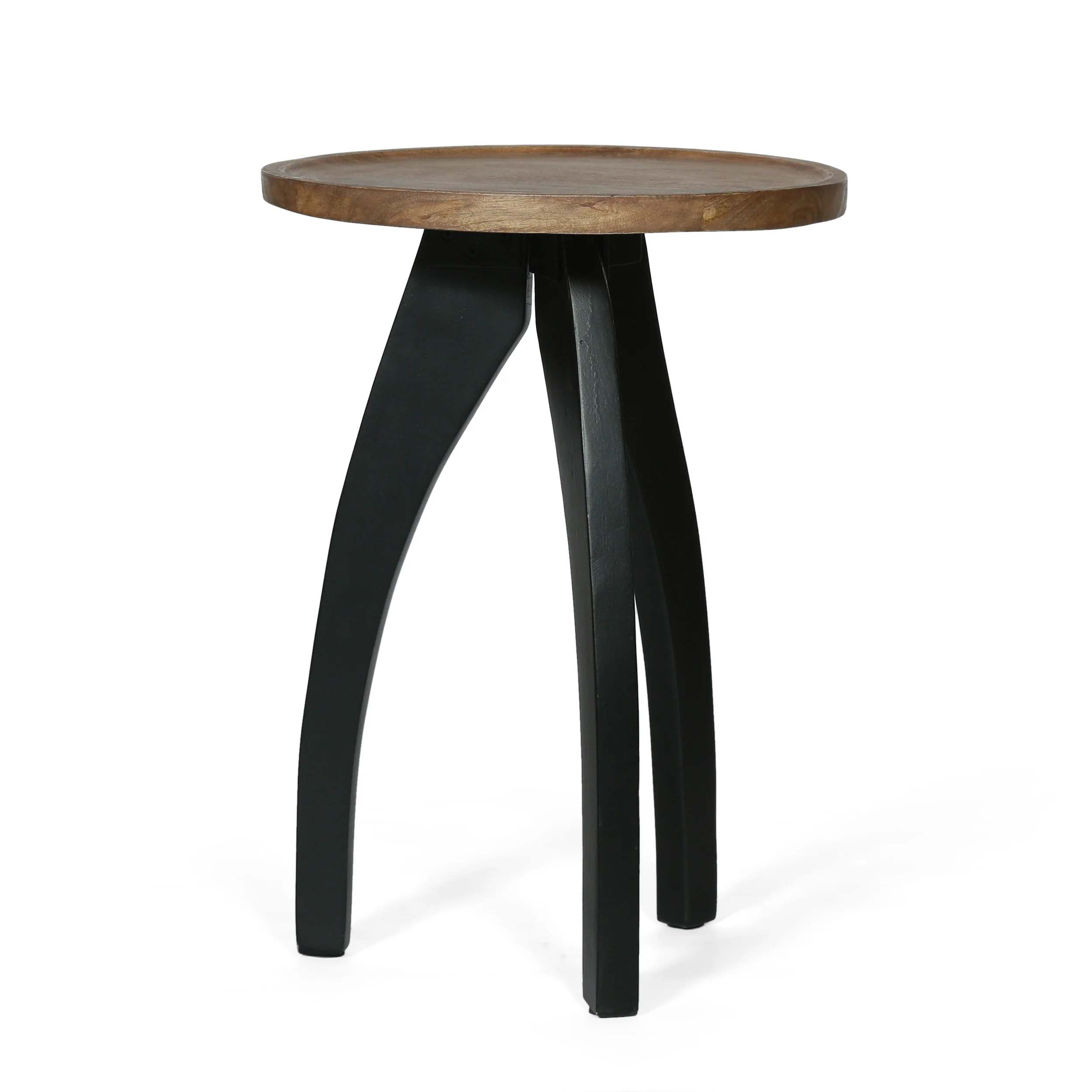 Russel Modern Industrial Handcrafted Mango Wood Side Table, Natural and Black - furnishings