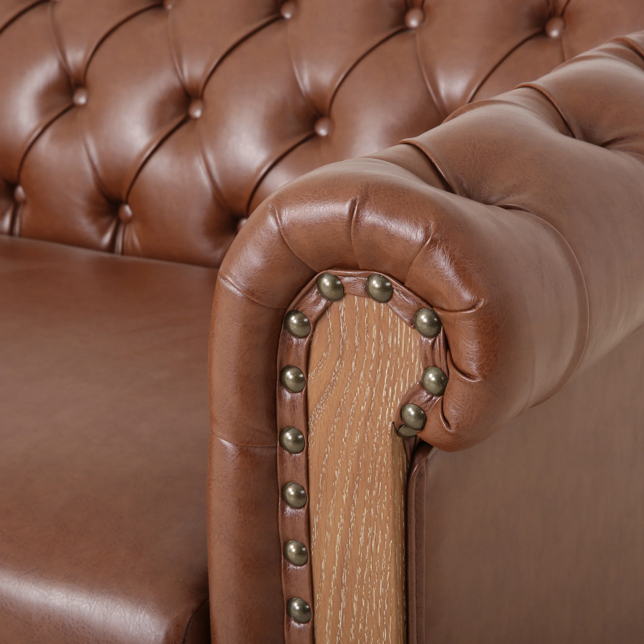 Kinzie Chesterfield Tufted 3 Seater Sofa with Nailhead Trim - furnishings