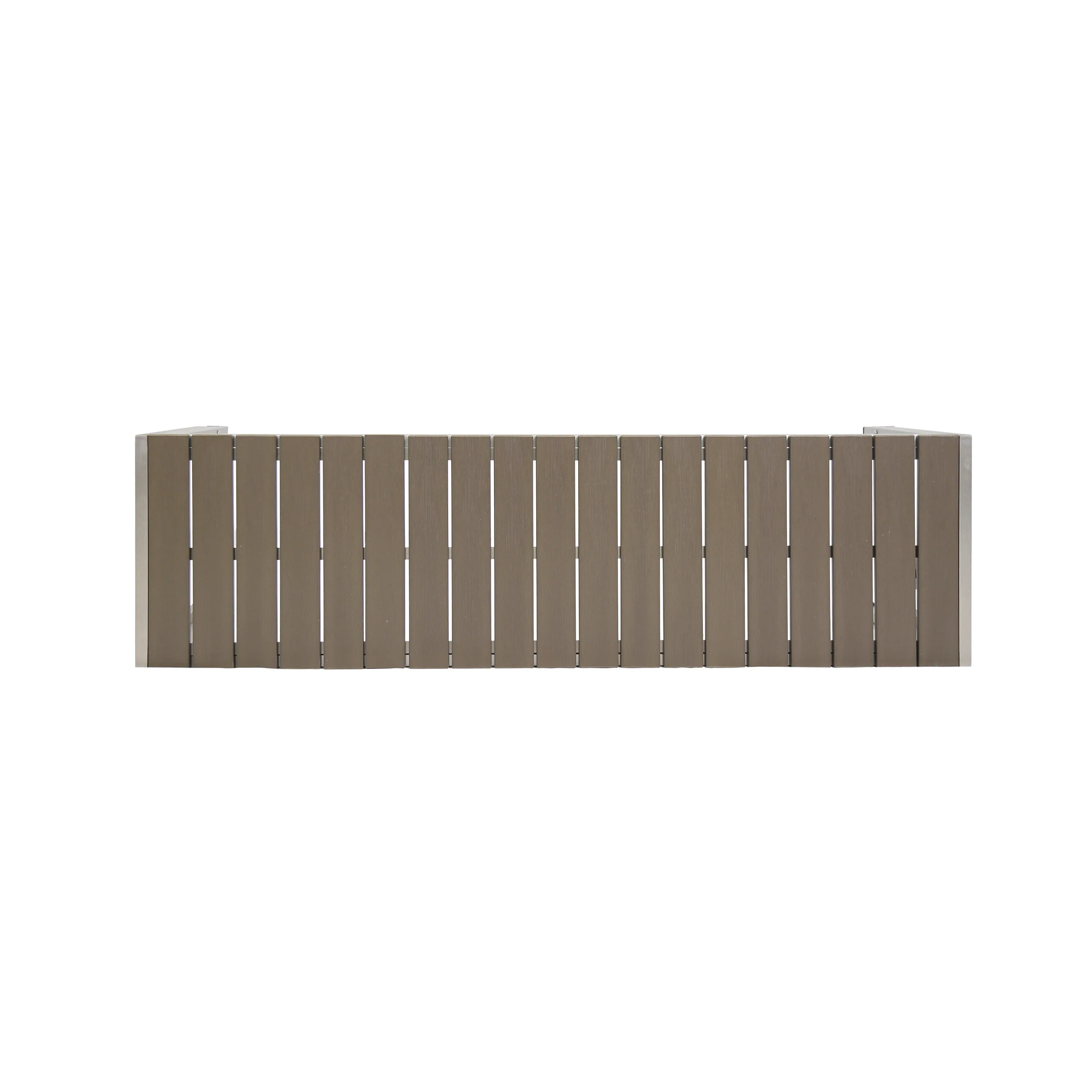 Butler Outdoor Aluminum Picnic Set with Faux Wood Top, Silver and Natural - furnishings