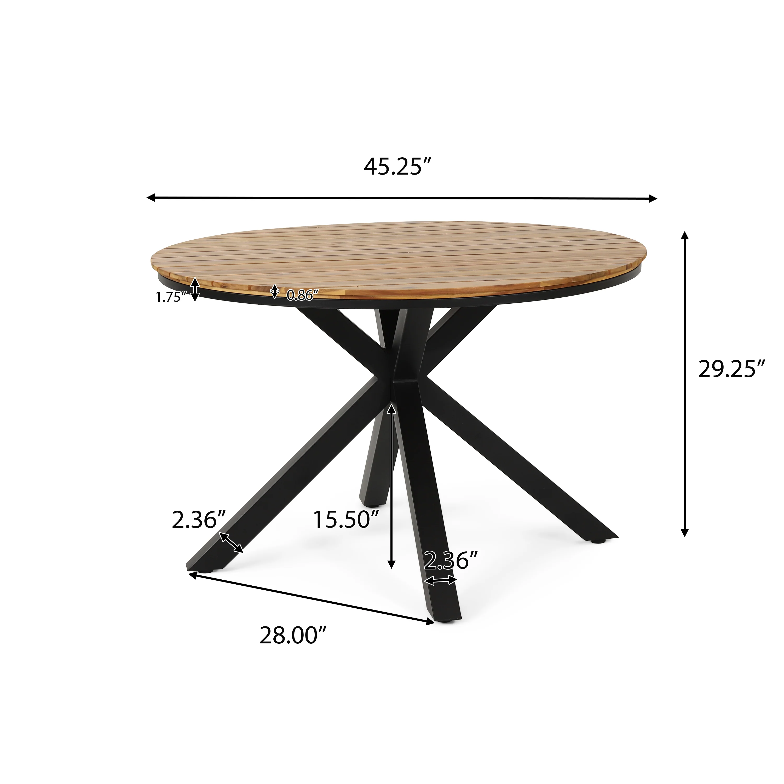 Norcrest Outdoor Mesh and Acacia Wood 5 Piece Dining Set, Black and Teak - furnishings