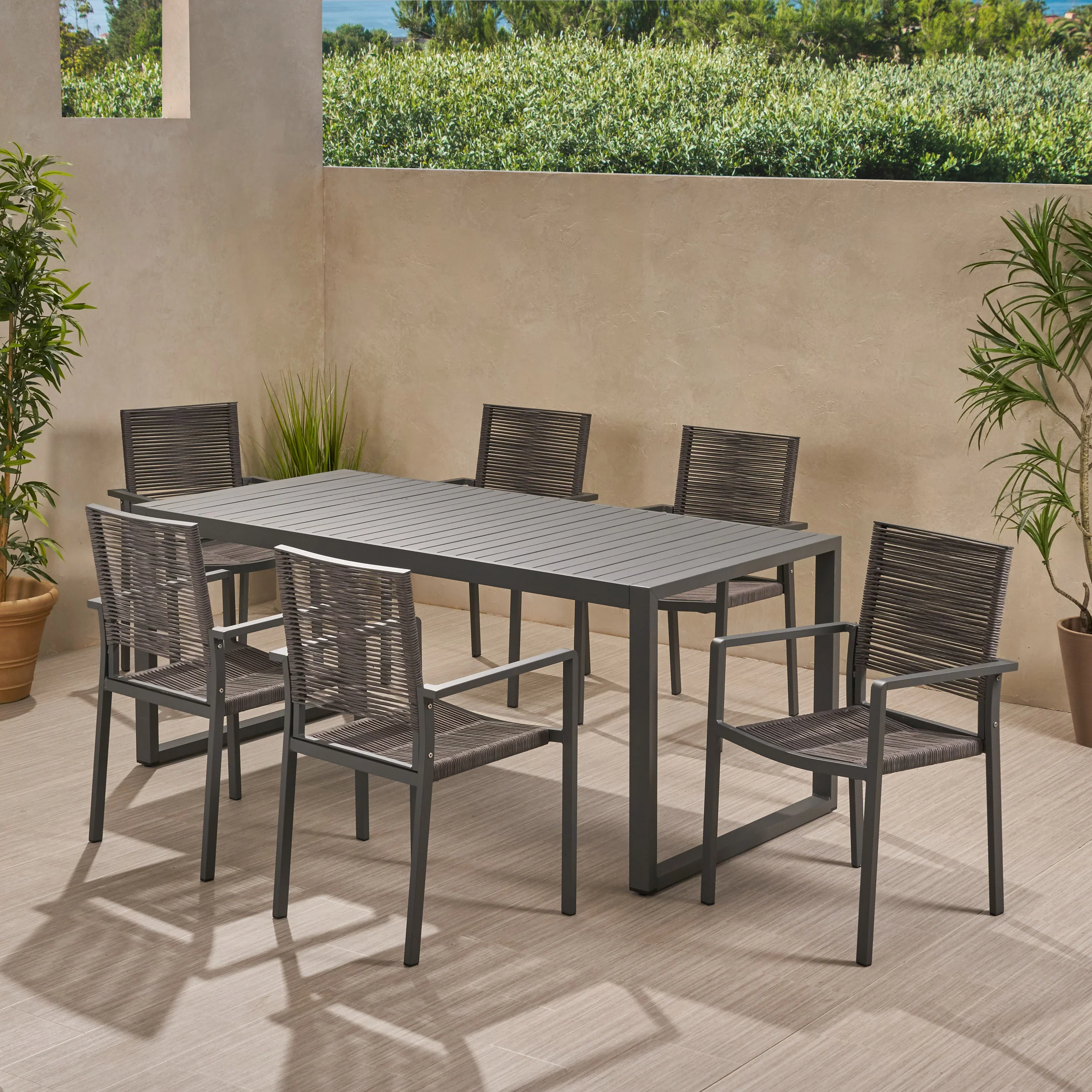 Aicha 6 Seater Aluminum Dining Set - furnishings