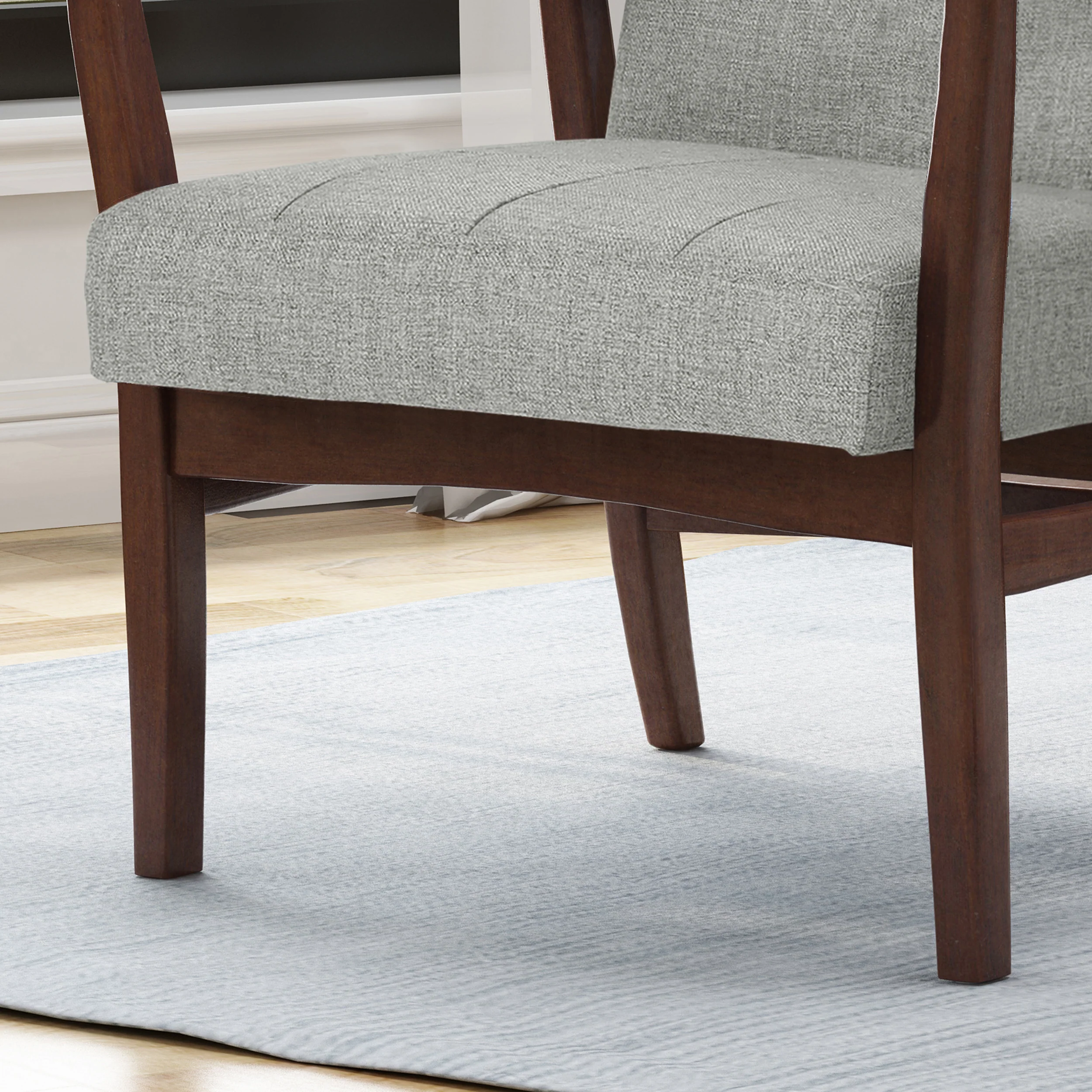 Callisto Fabric Mid-Century Birch Club Chair - furnishings