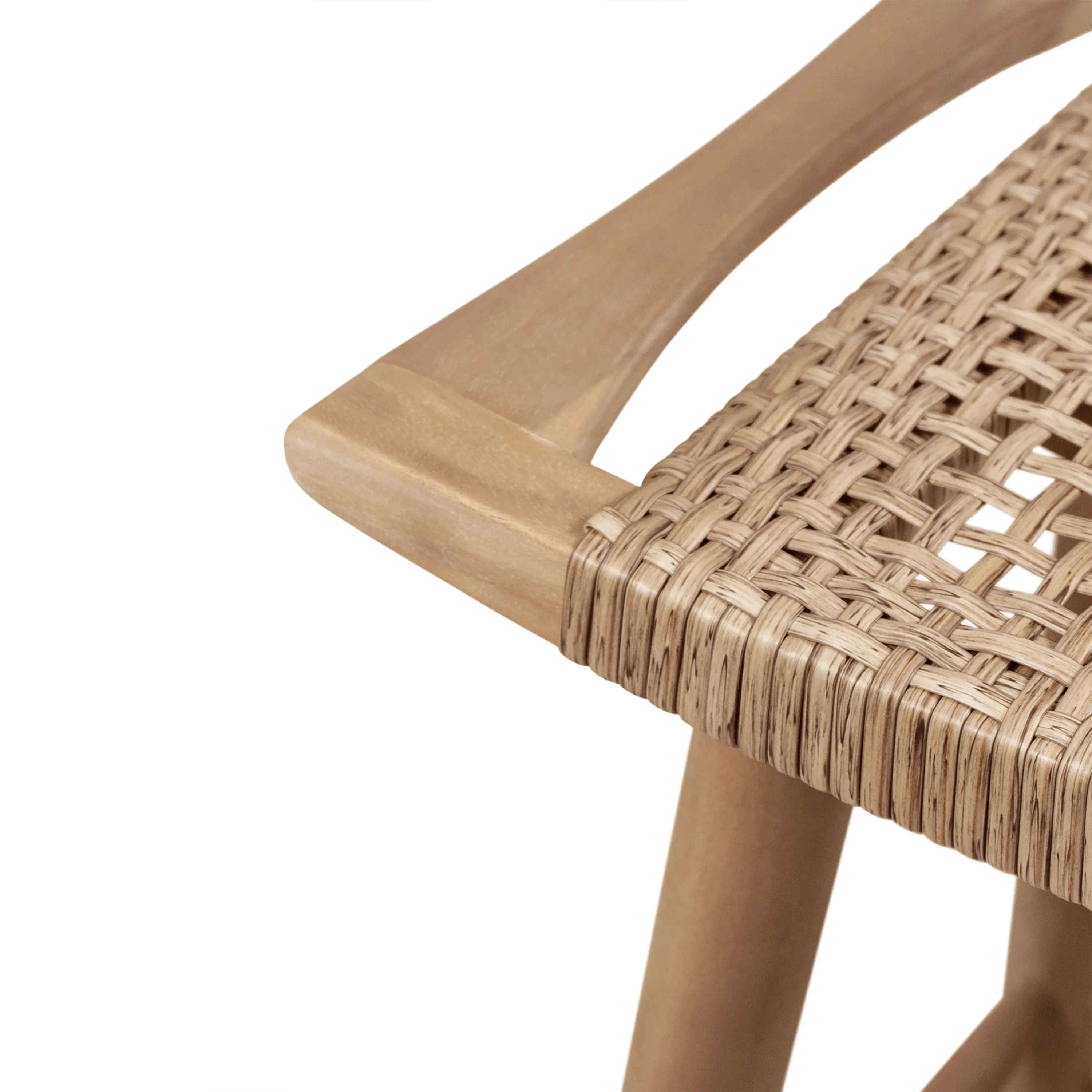 Dade Pulaski Outdoor Acacia Wood Barstool with Wicker, Set of 2 - furnishings