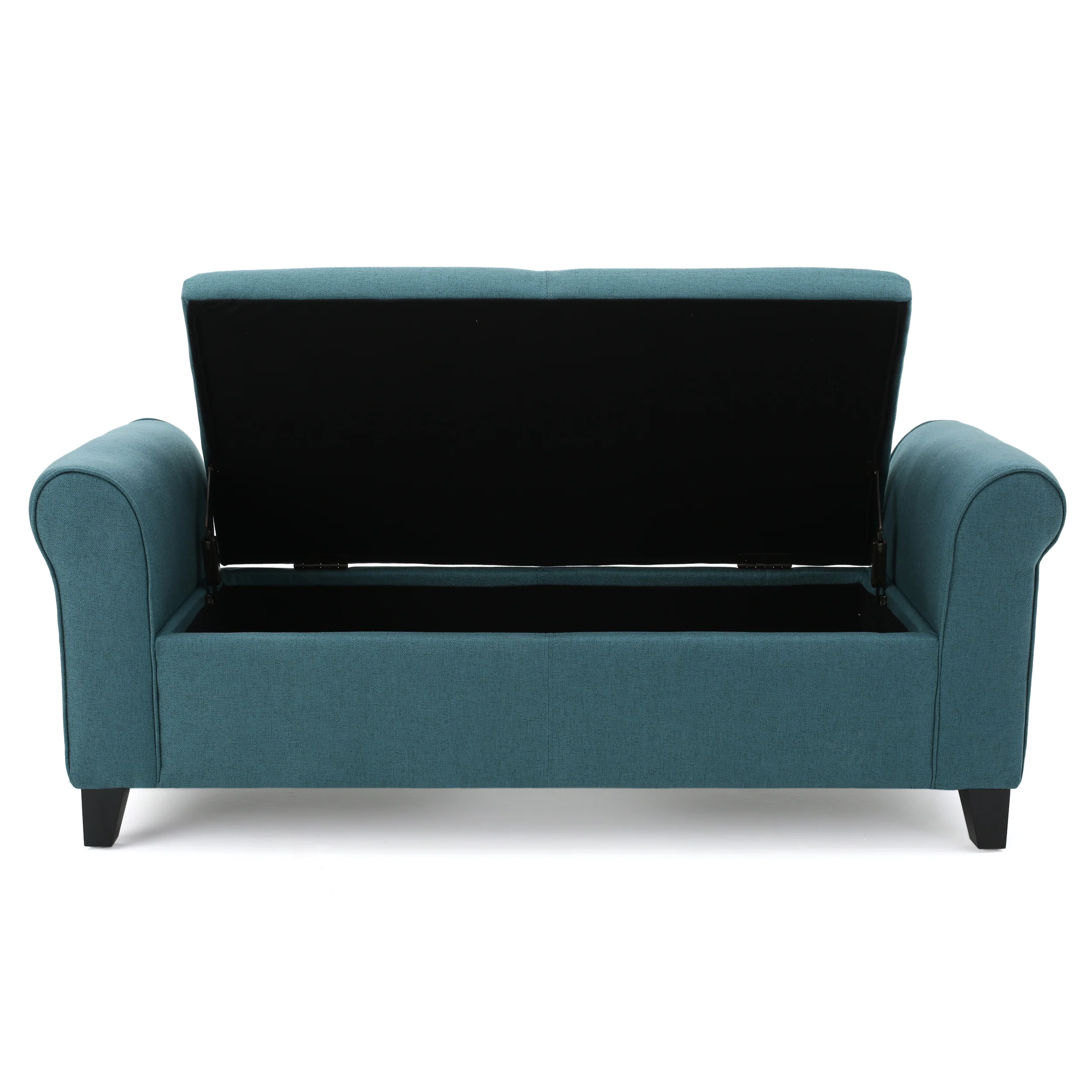 Danbury Contemporary Fabric Upholstered Storage Ottoman Bench with Rolled Arms - furnishings