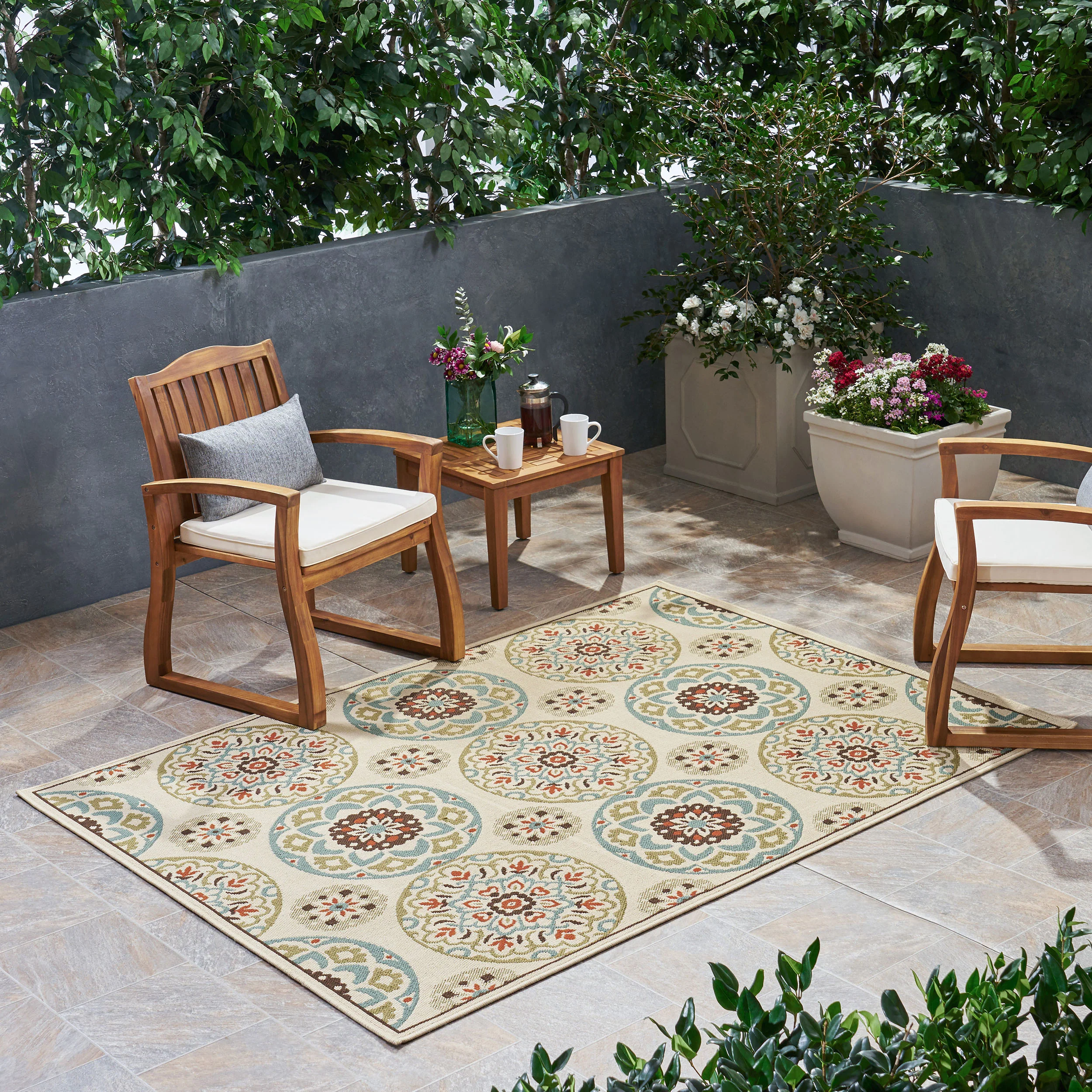 Harding Outdoor Medallion Area Rug - furnishings