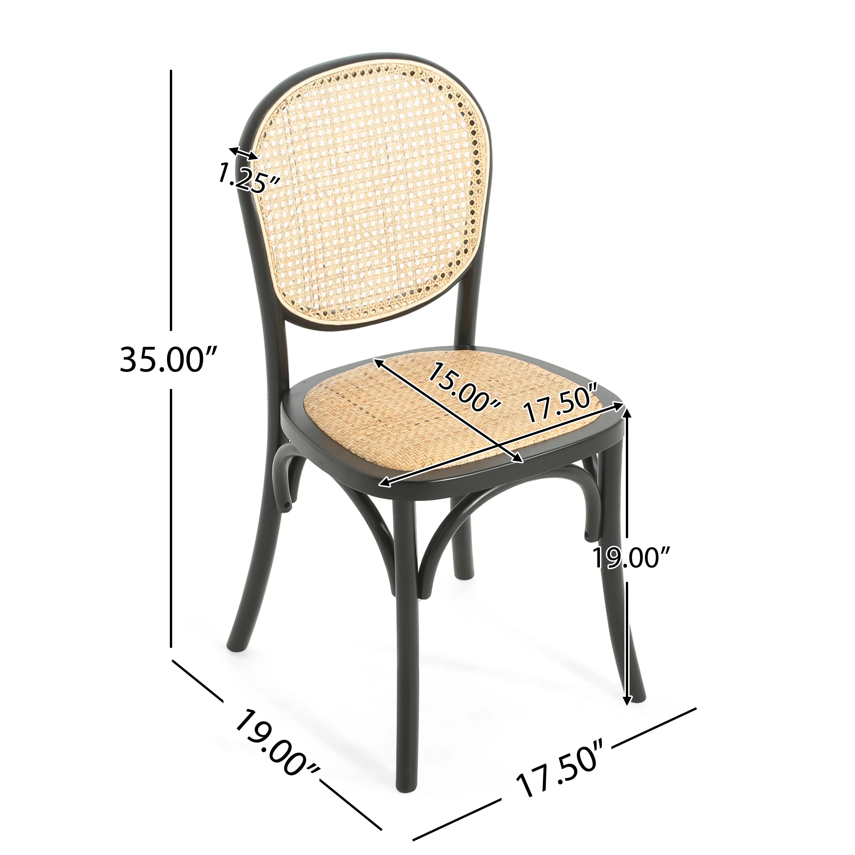 Torin Wood Dining Chair with Cane Rattan Wood Webbing - furnishings