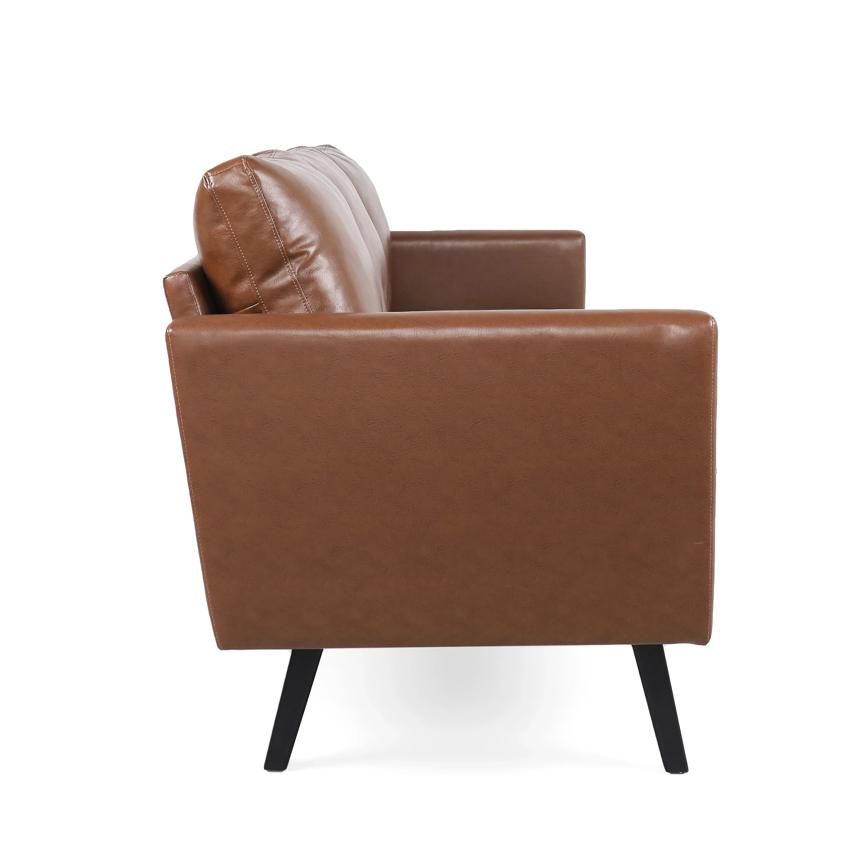 Dowd Mid Century Modern Faux Leather 3 Seater Sofa - furnishings