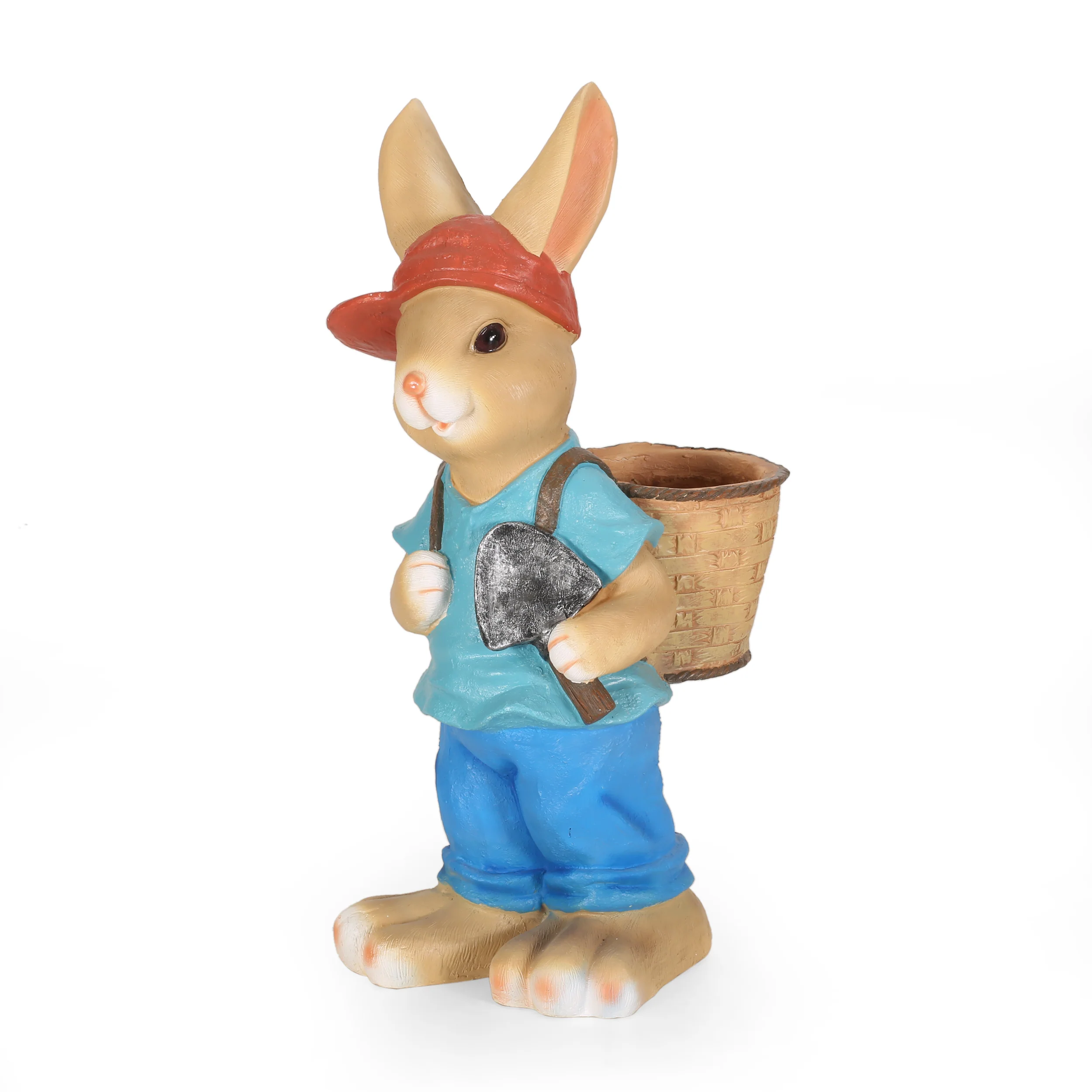 Hogeland Outdoor Decorative Rabbit Planter, Blue and Brown - furnishings