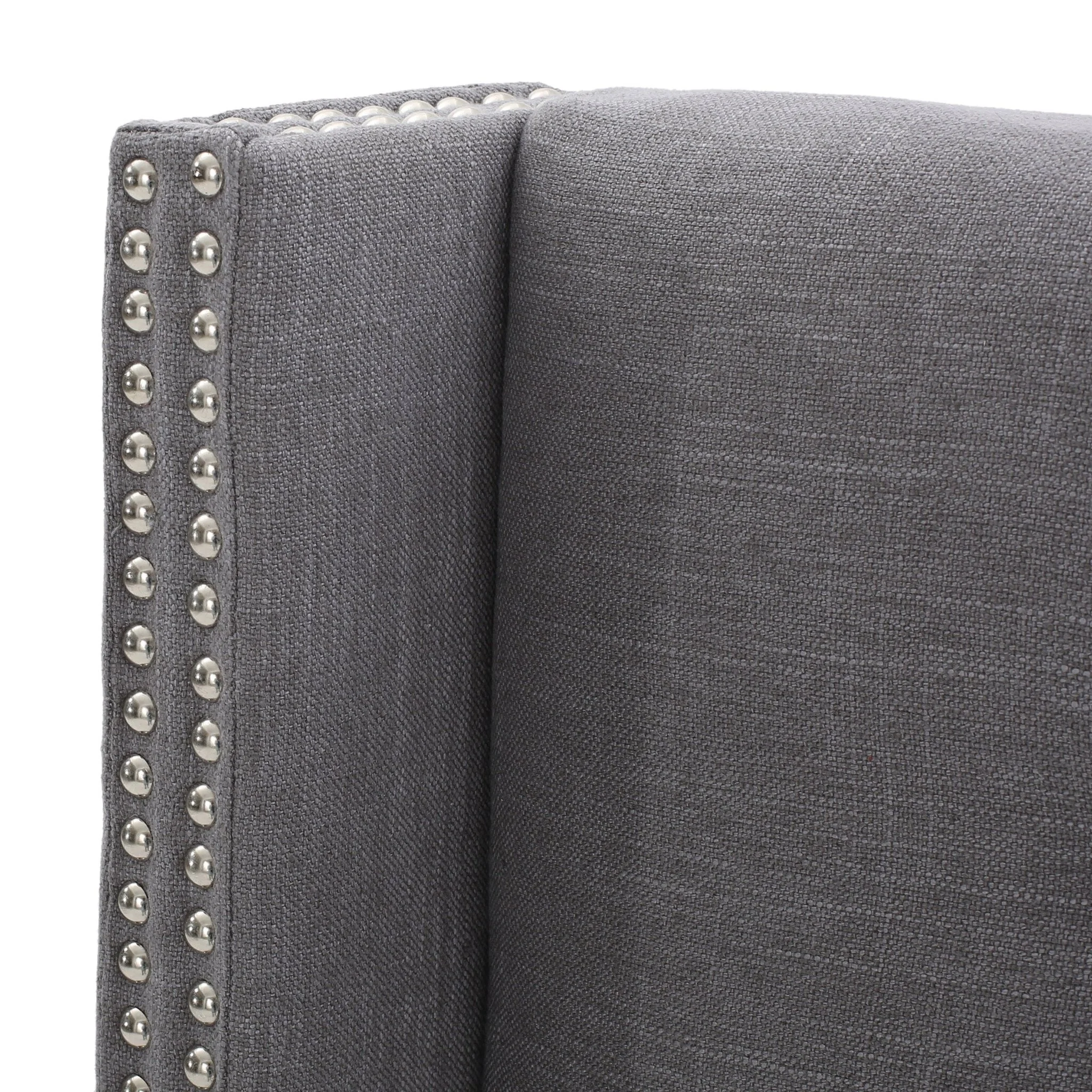 Karen Button Tufted Fabric King/Cal King Headboard with Nailhead Accents - furnishings