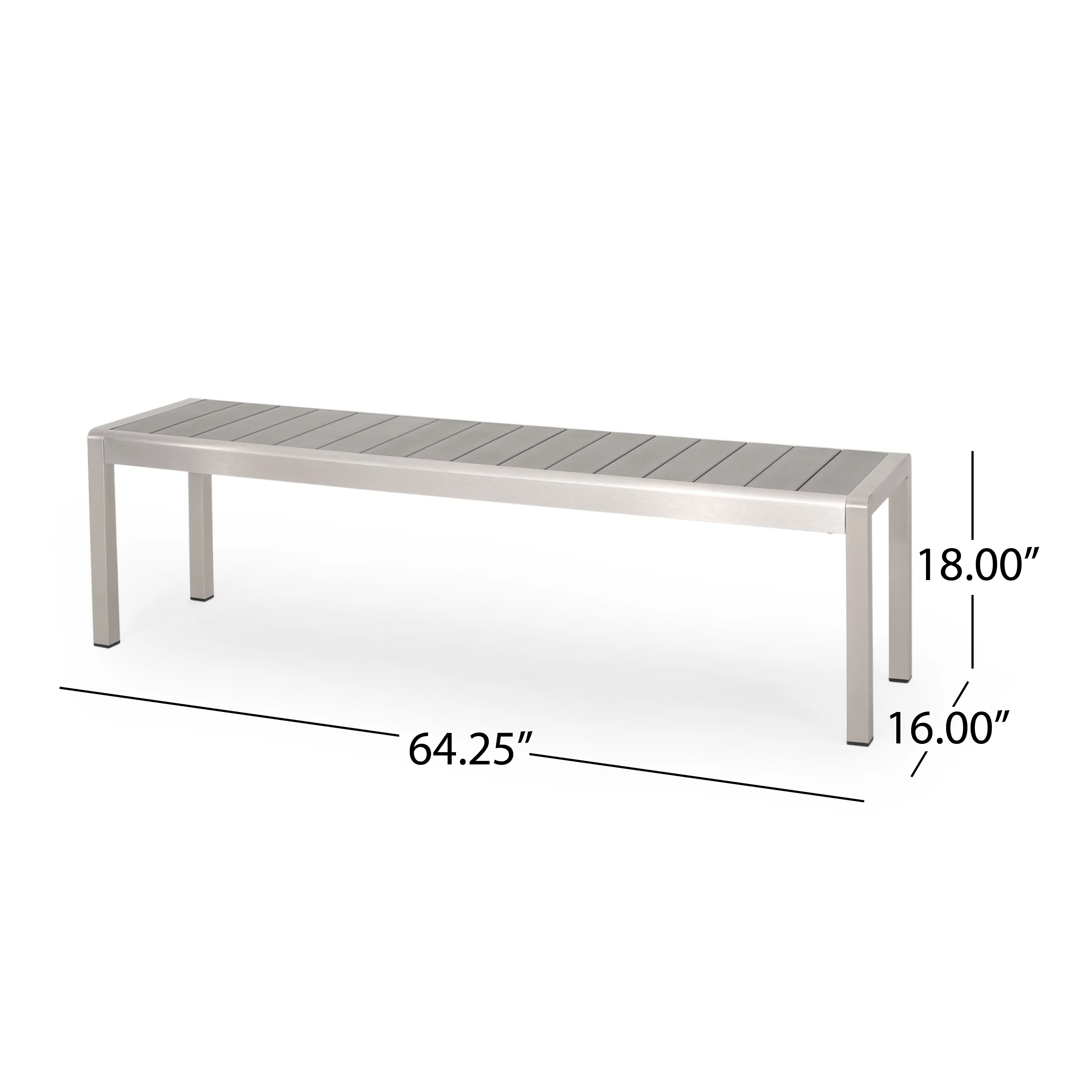 Cherie Outdoor Modern Aluminum Dining Bench with Faux Wood Seat - furnishings