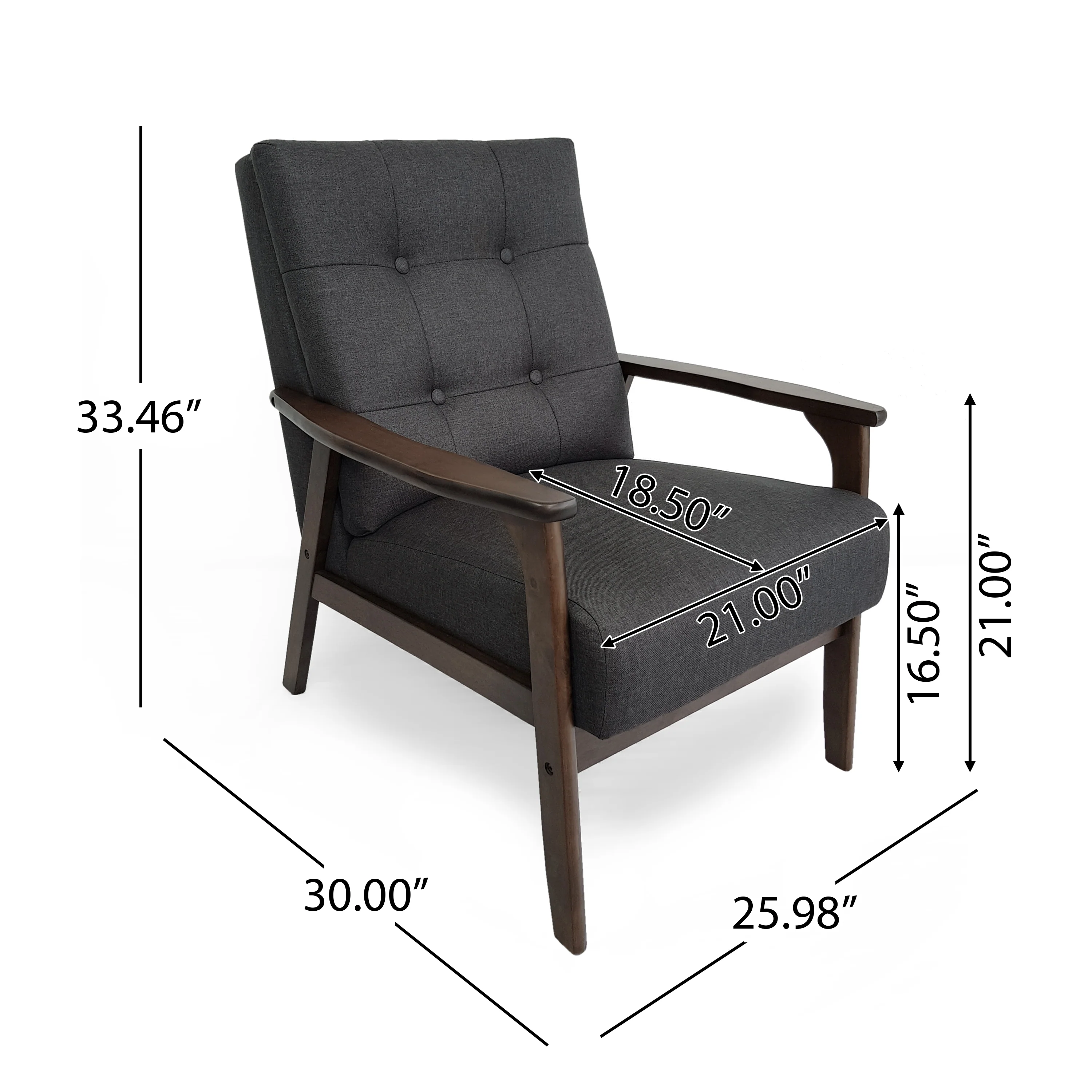 Maureen Mid Century Modern 3-Piece Fabric Chairs & Sofa Living Room Set - furnishings