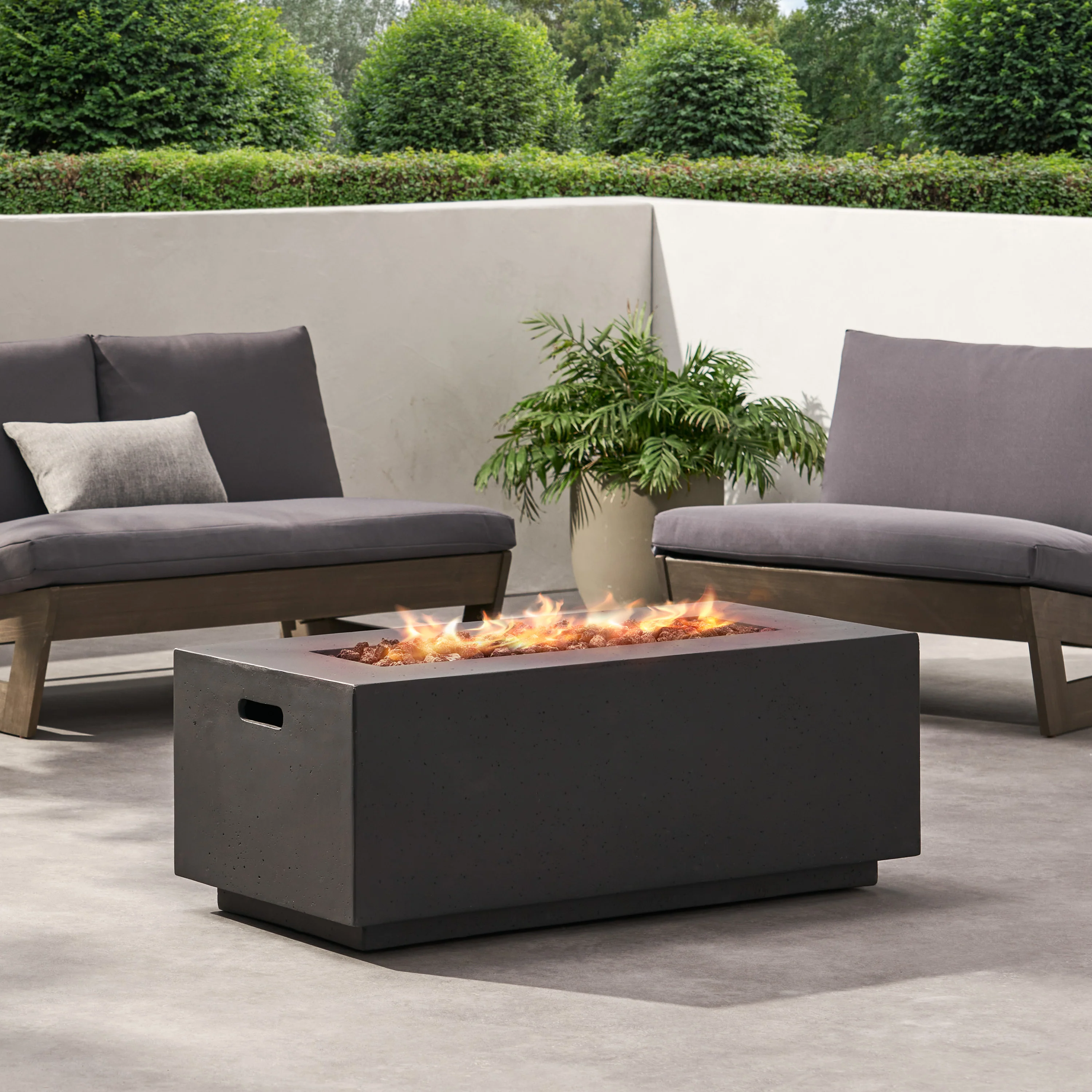 Hearth Outdoor 40,000 BTU Lightweight Concrete Rectangular Fire Pit (No Tank Holder) - furnishings