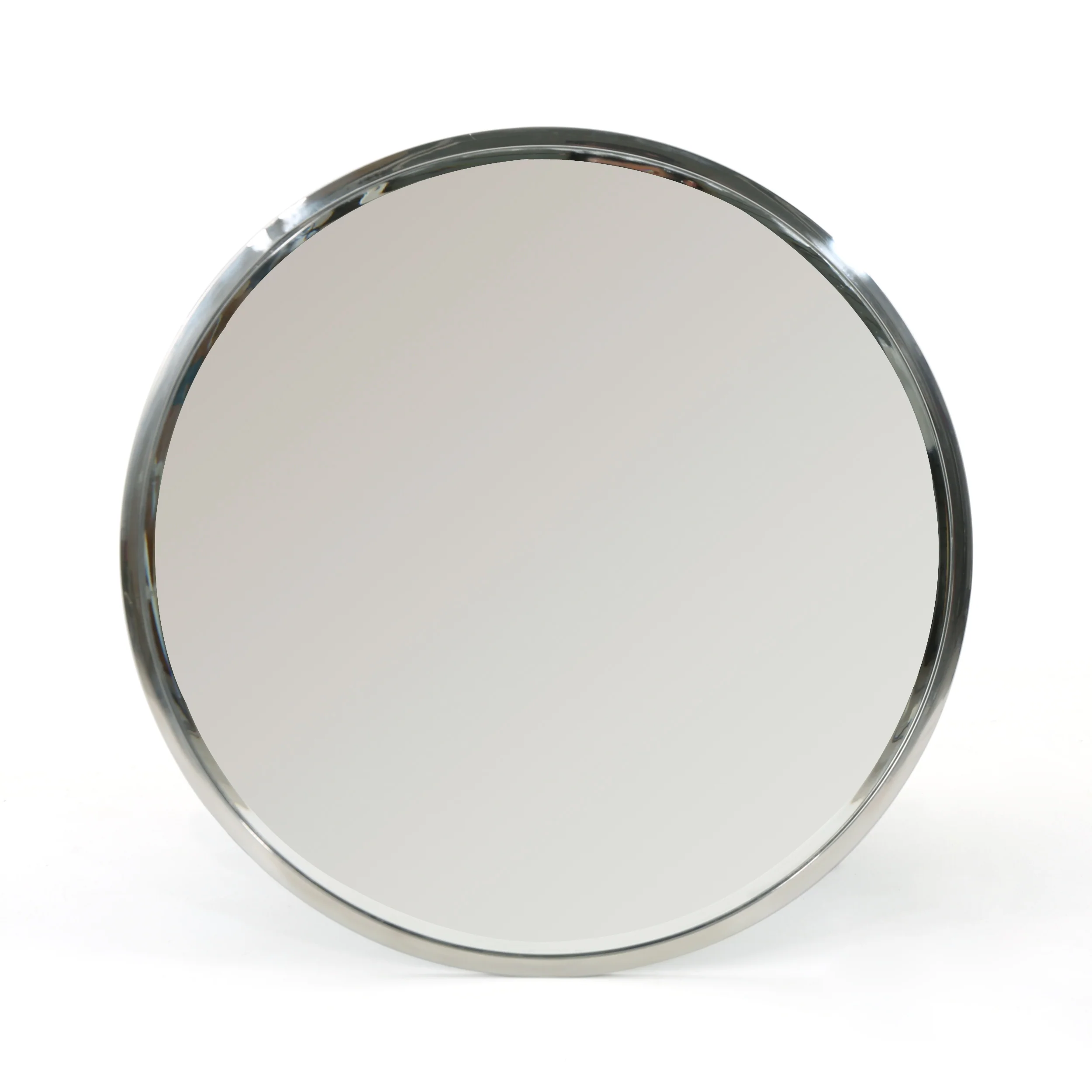 Nicole Modern Glam Round Silver Stainless Steel Wall Mirror - furnishings