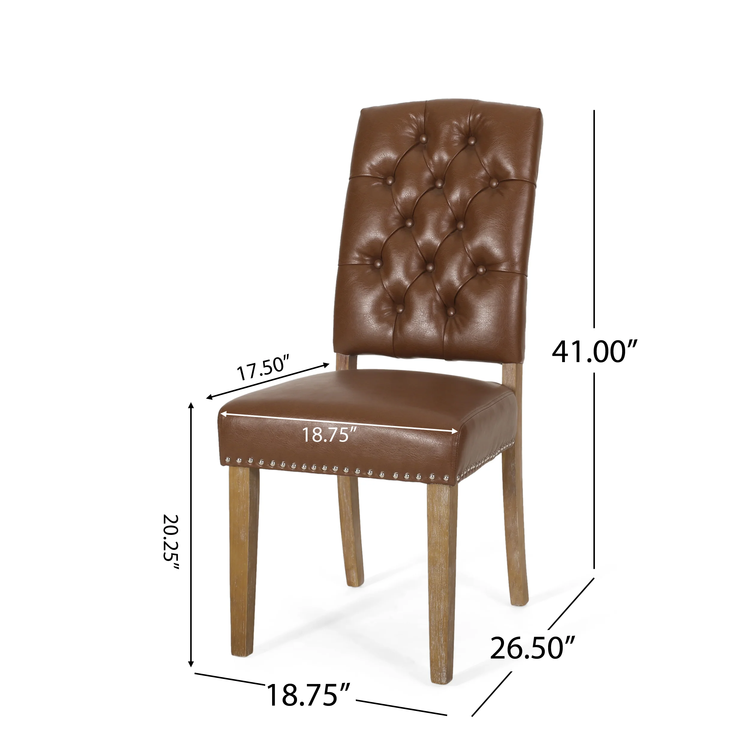 Frances Contemporary Faux Leather Tufted Dining Chairs with Nailhead Trim, Set of 2 - furnishings