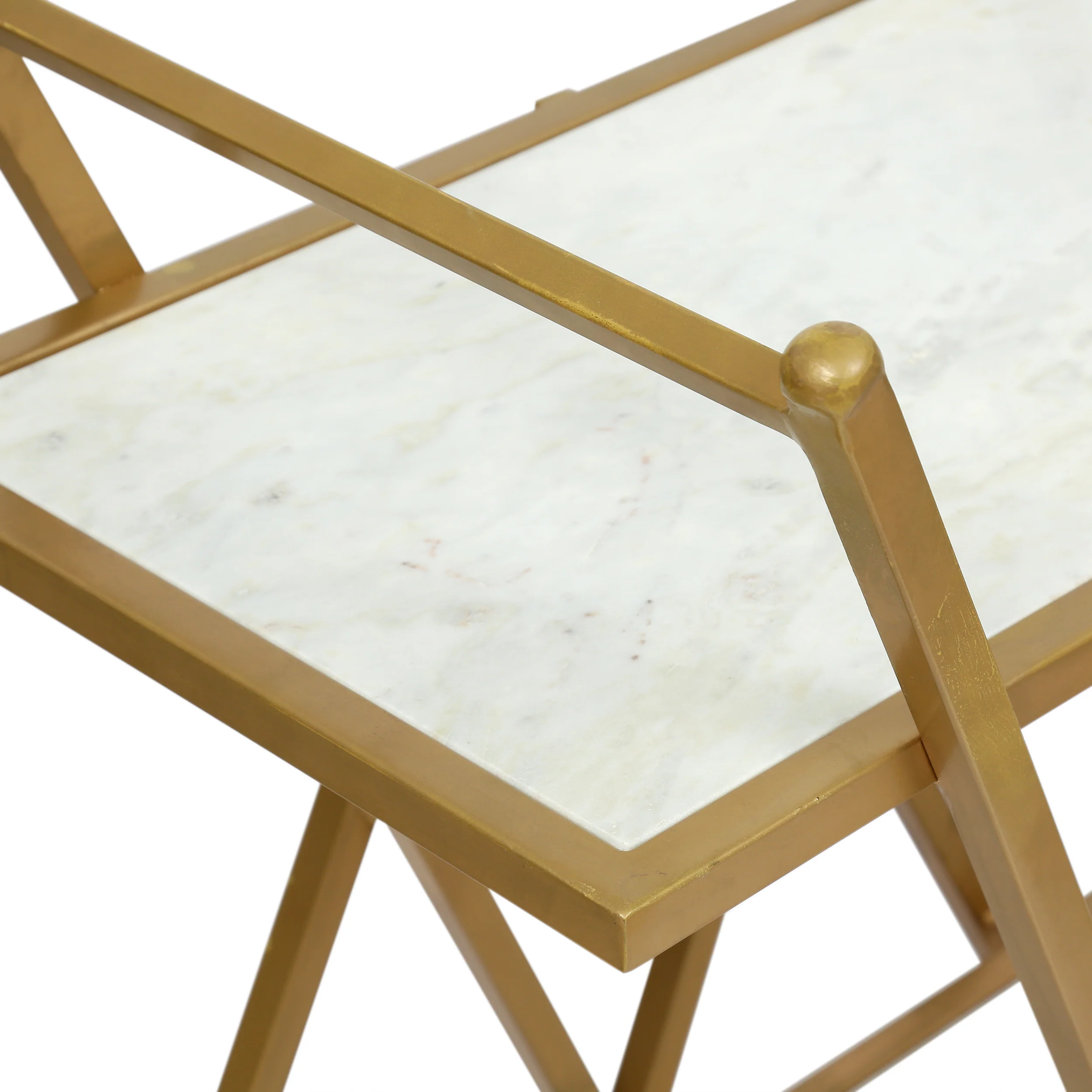 Adair Handcrafted Modern Glam Marble Bar Cart - furnishings