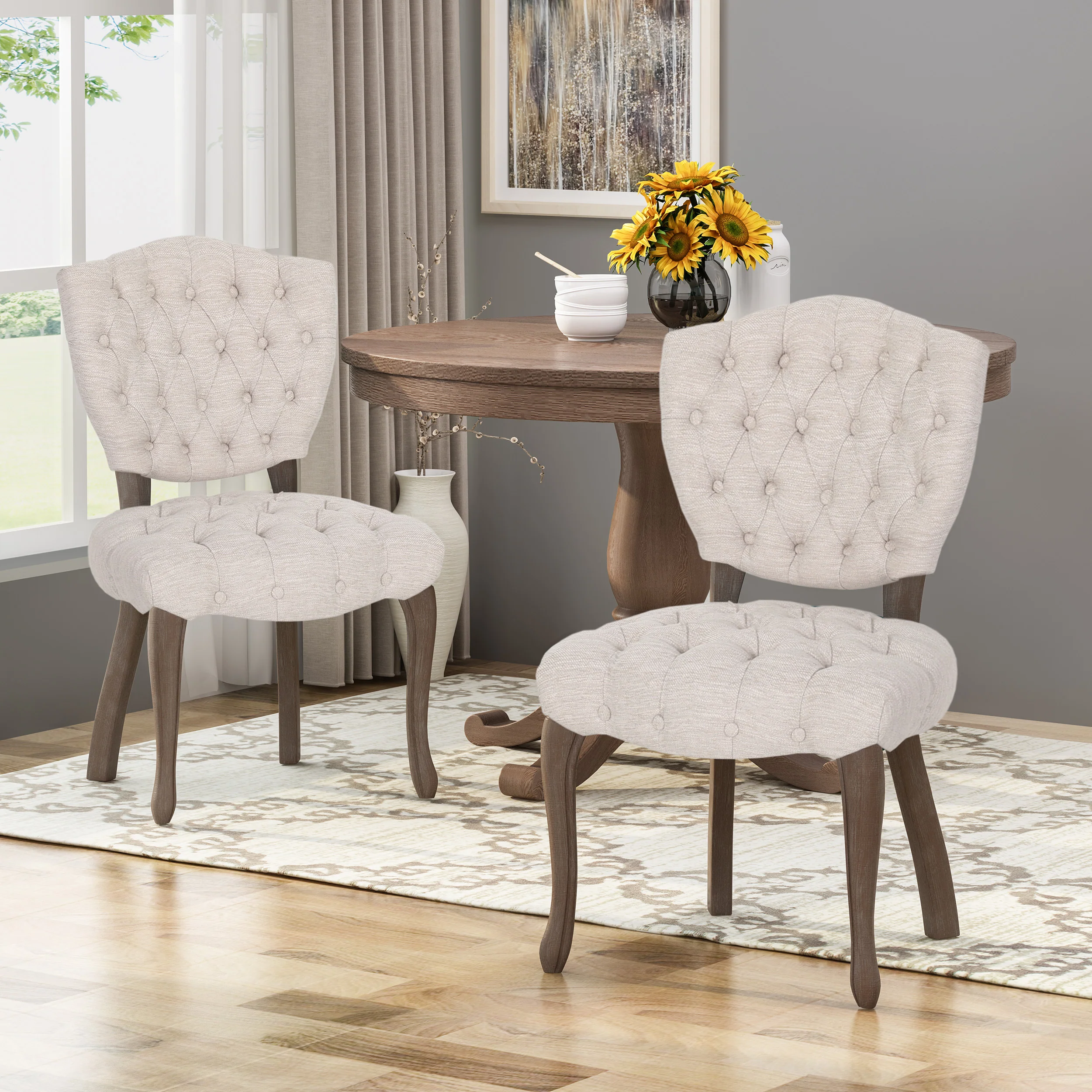 Case Tufted Dining Chair with Cabriole Legs (Set of 2) - furnishings