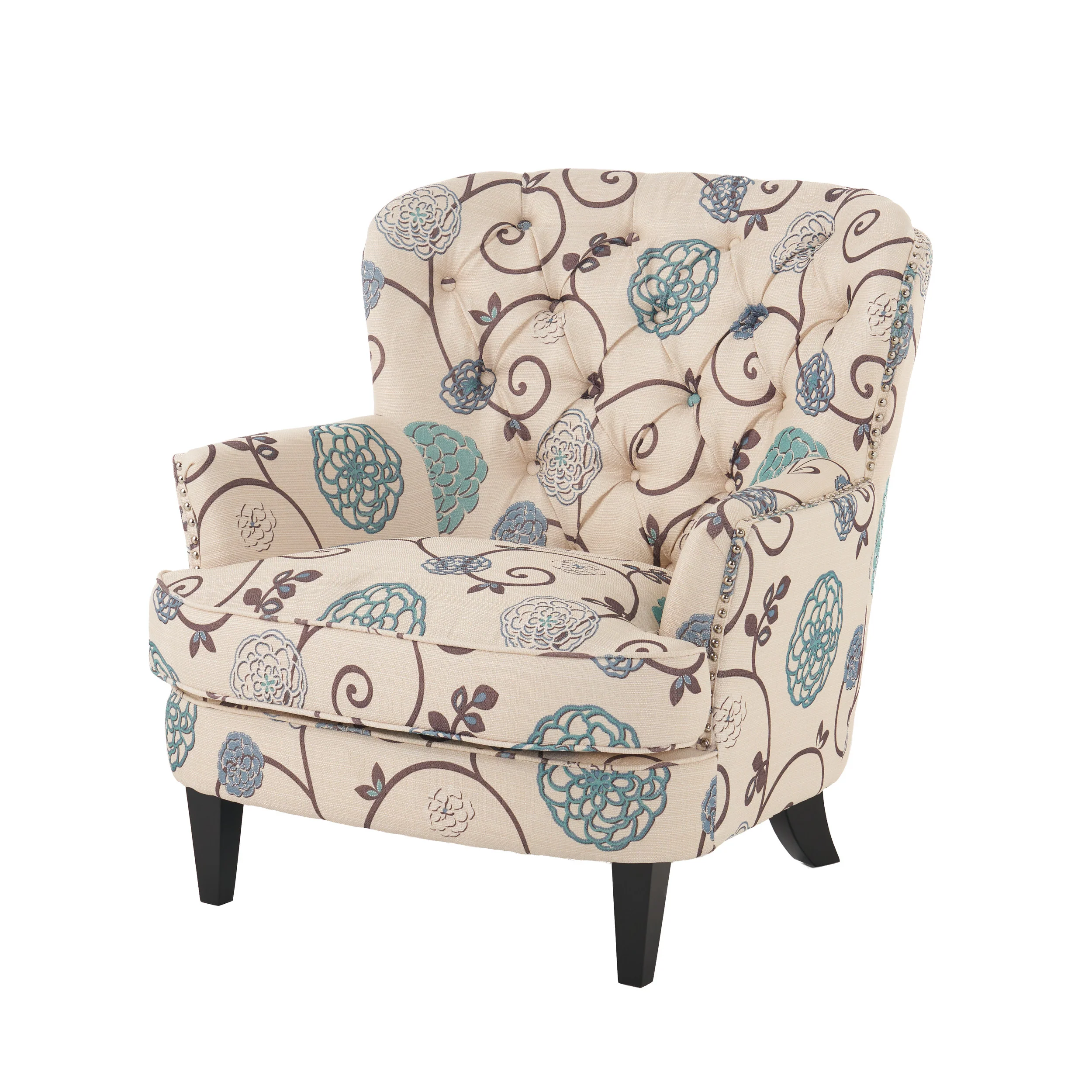 Alfred Button Tufted Fabric Club Chair - furnishings