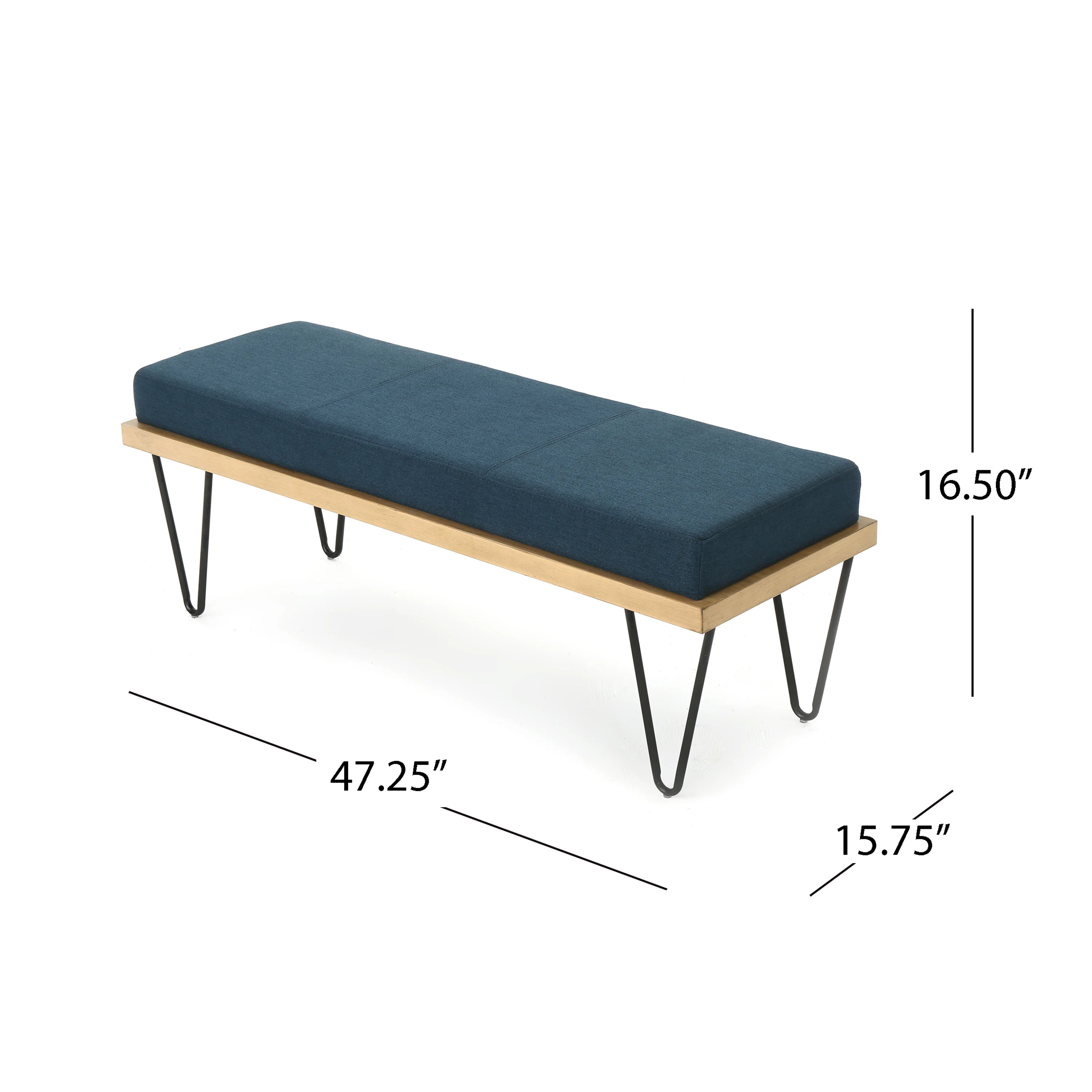 Elaina Industrial Modern Fabric Bench - furnishings
