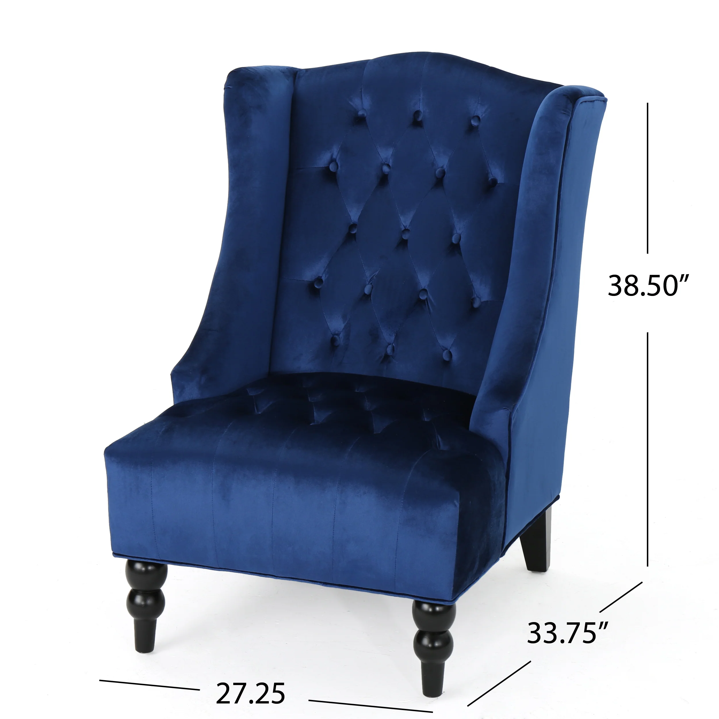Talisa Winged High-Back Tufted New Velvet Club Chair - furnishings