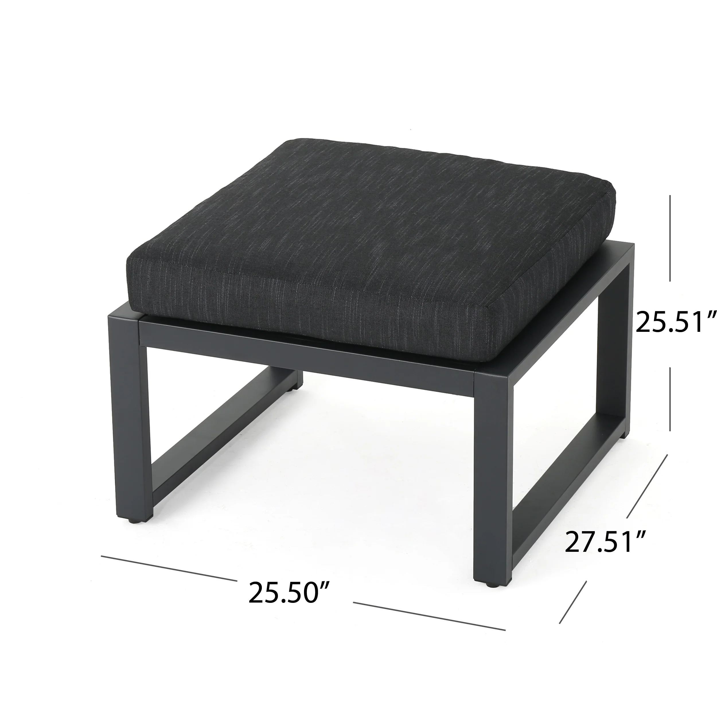 Nealie Modern Outdoor Dark Gray Aluminum Sectional Sofa Set with Black Cushions - furnishings