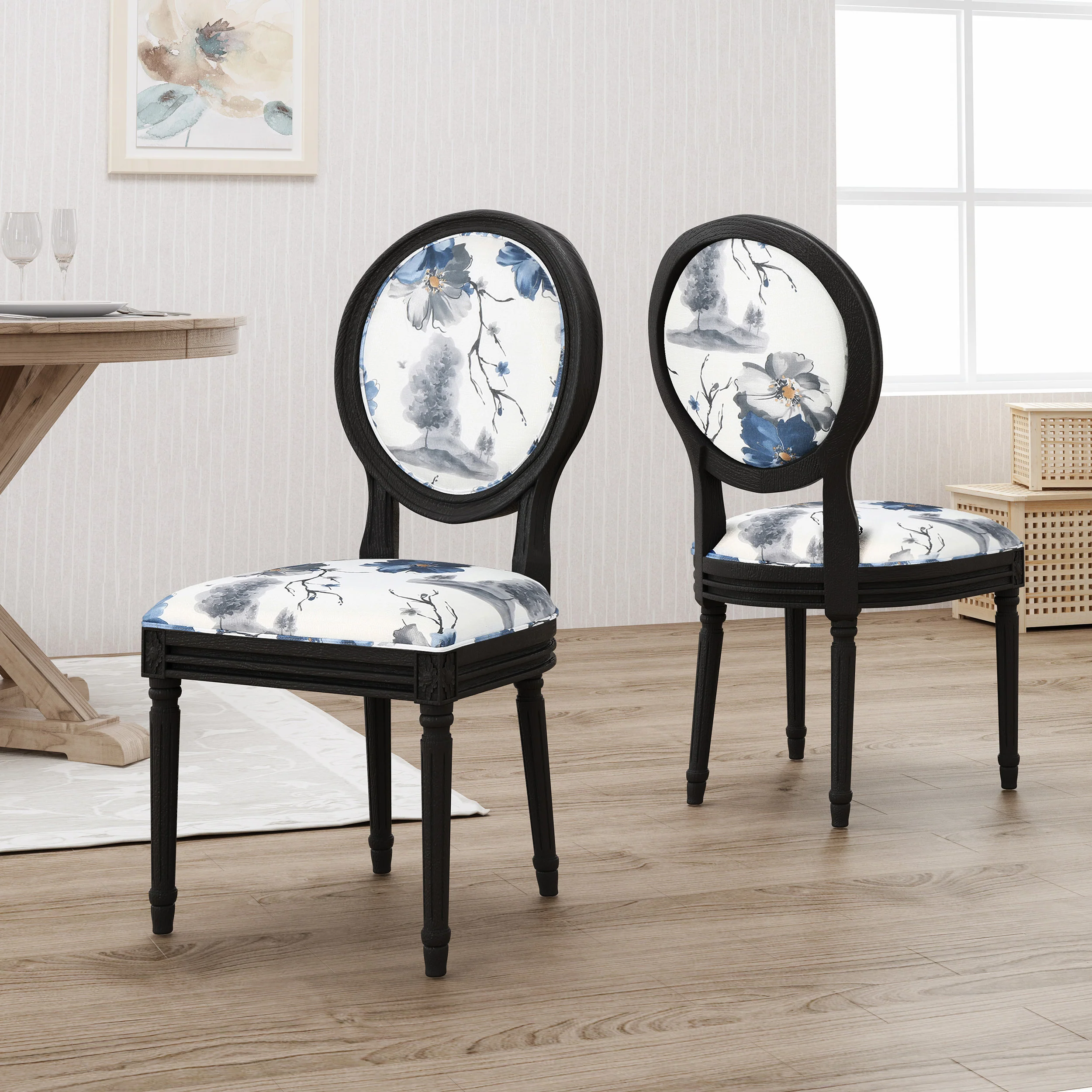 Hero Traditional Fabric Upholstered Dining Chairs with Wood Frame (Set of 2) - furnishings