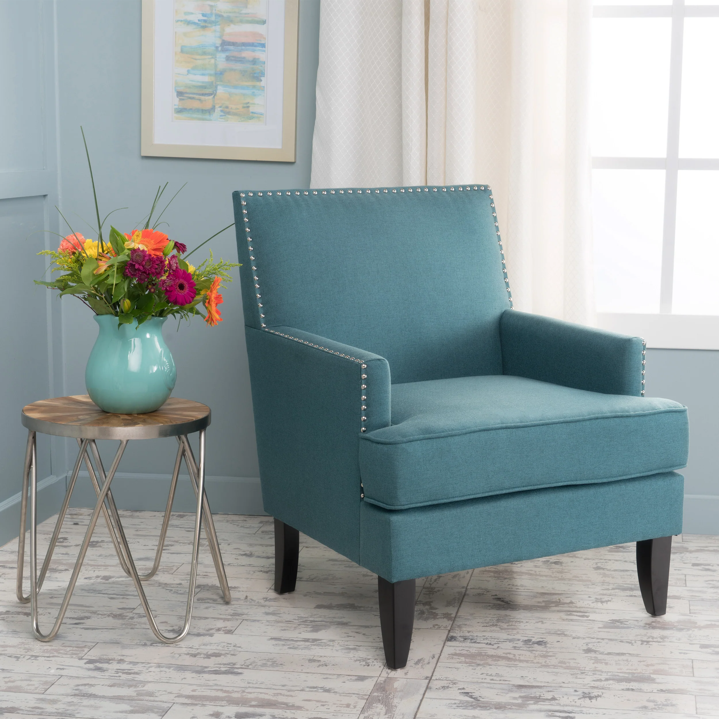 Talette Studded Modern Club Arm Chair - furnishings