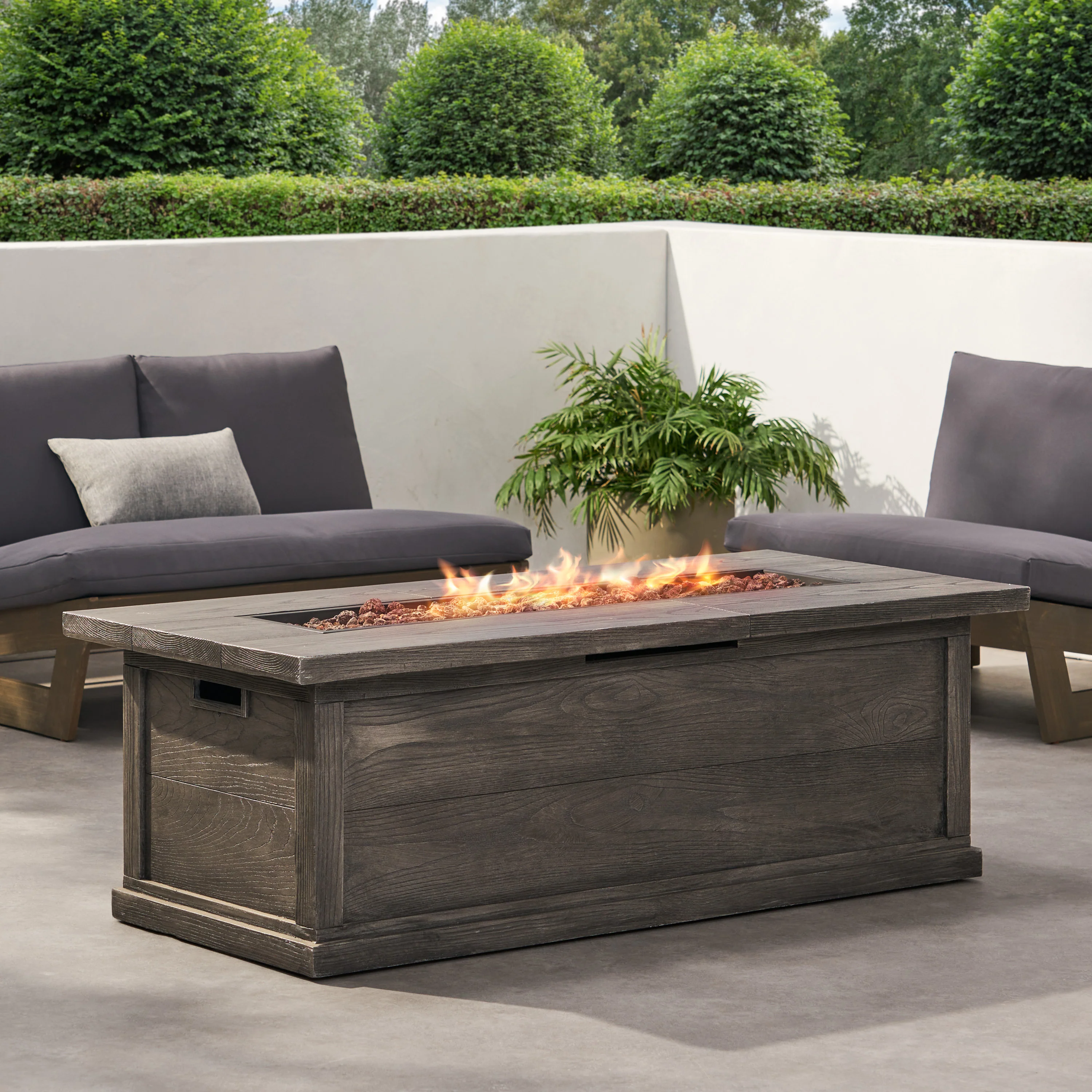 Lecanto Outdoor 50,000 BTU Lightweight Concrete Rectangular Fire Pit (No Tank Holder) - furnishings