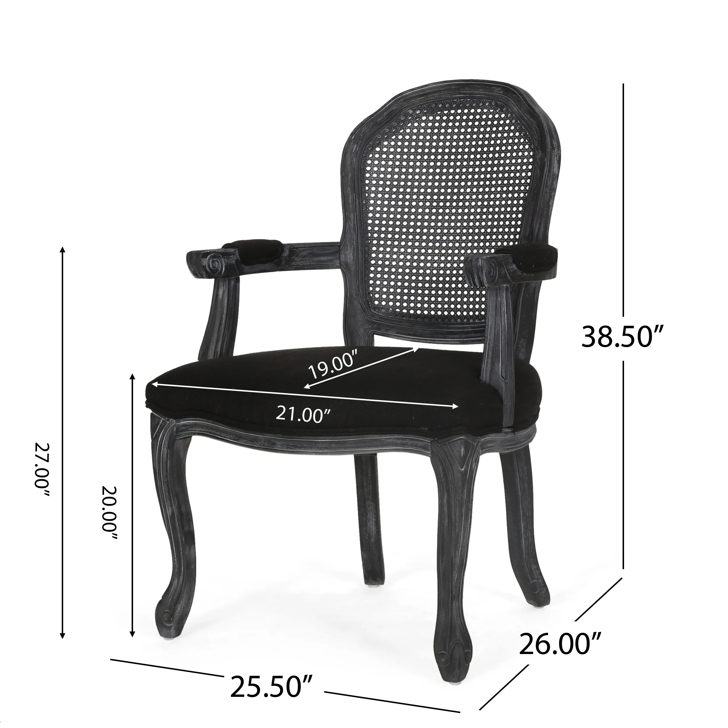 Mariette French Country Wood and Cane Upholstered Dining Chair, Set of 2 - furnishings