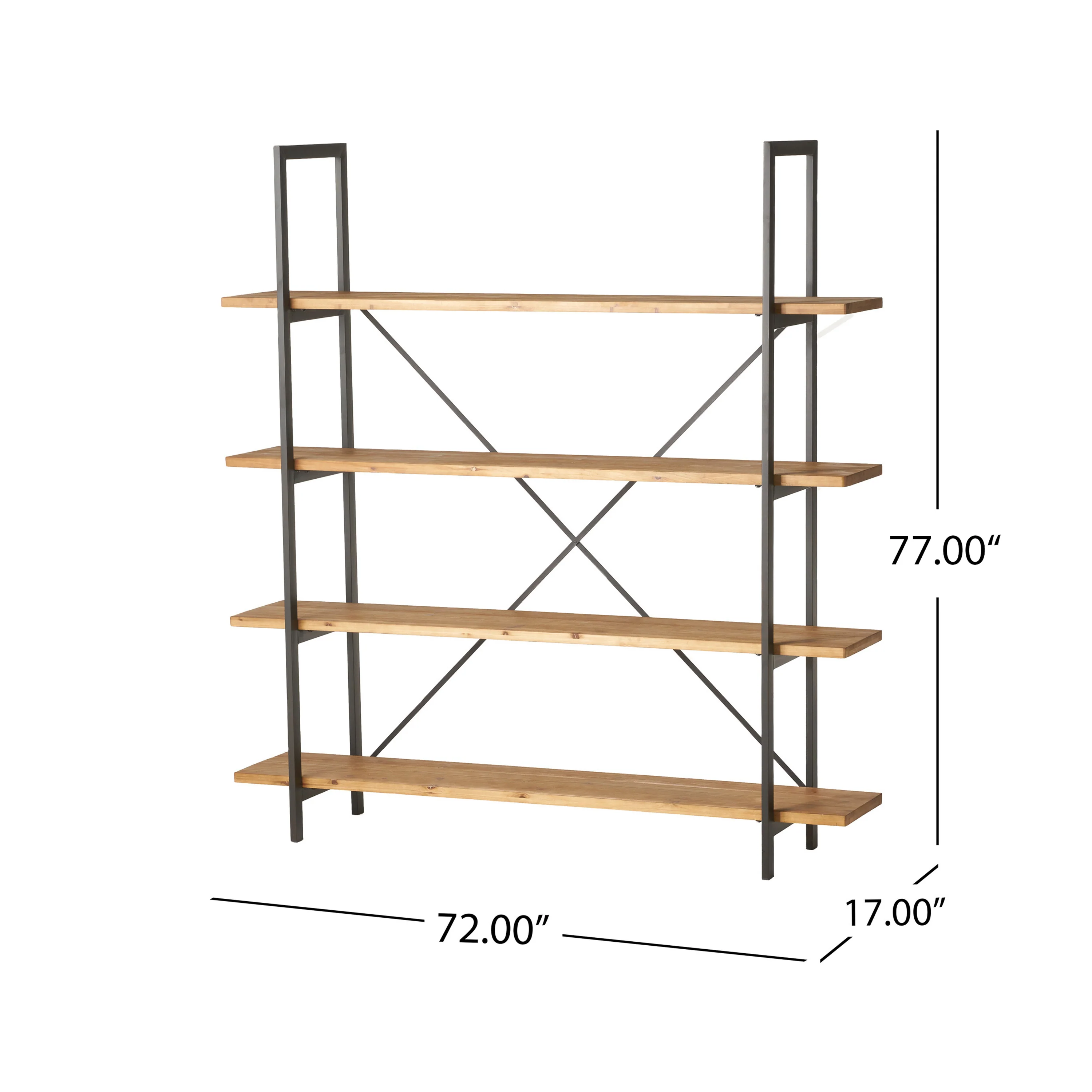 Elizabeth Industrial 4 Shelf Firwood Bookcase - furnishings