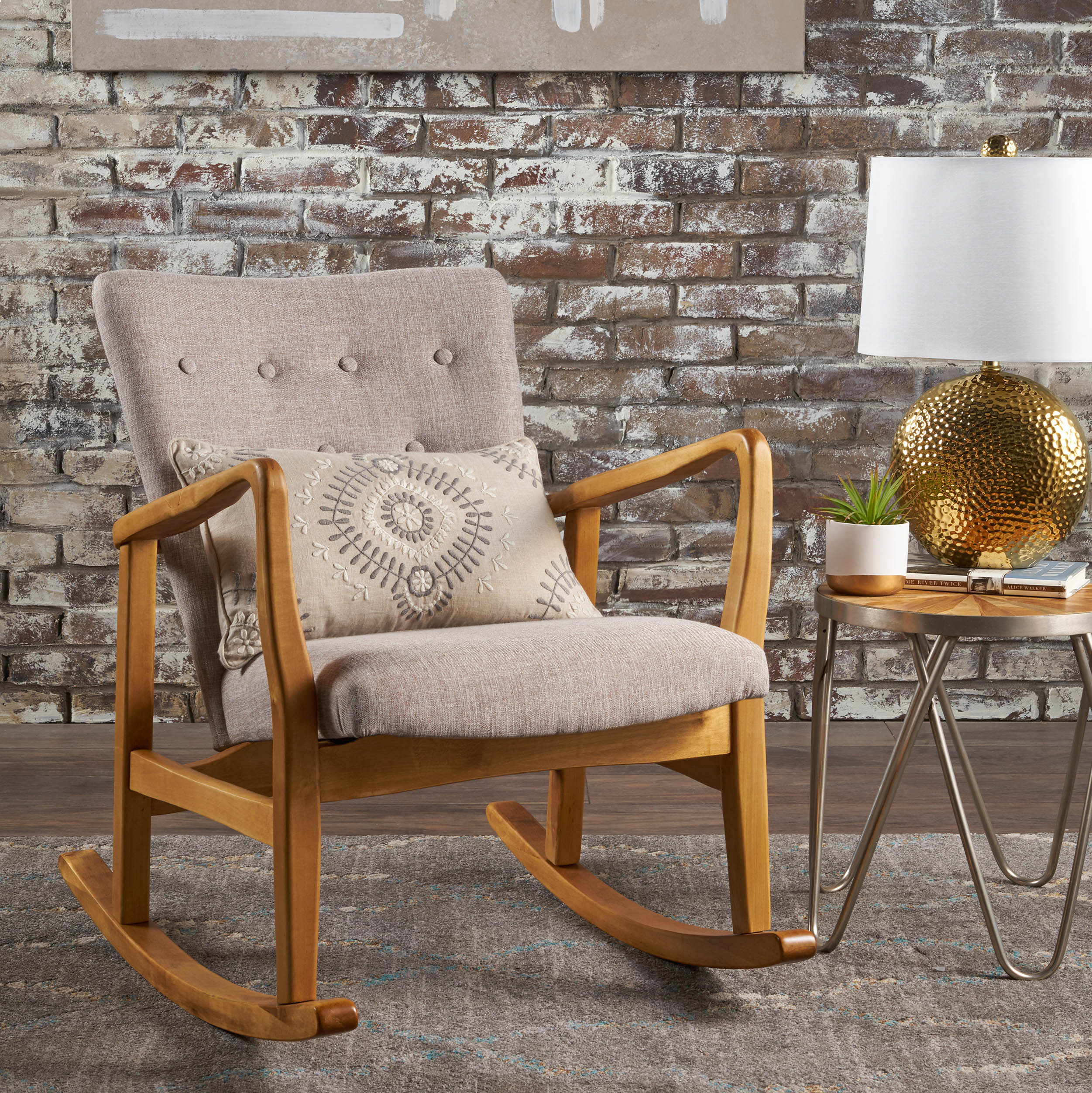 Collin Mid Century Fabric Rocking Chair - furnishings