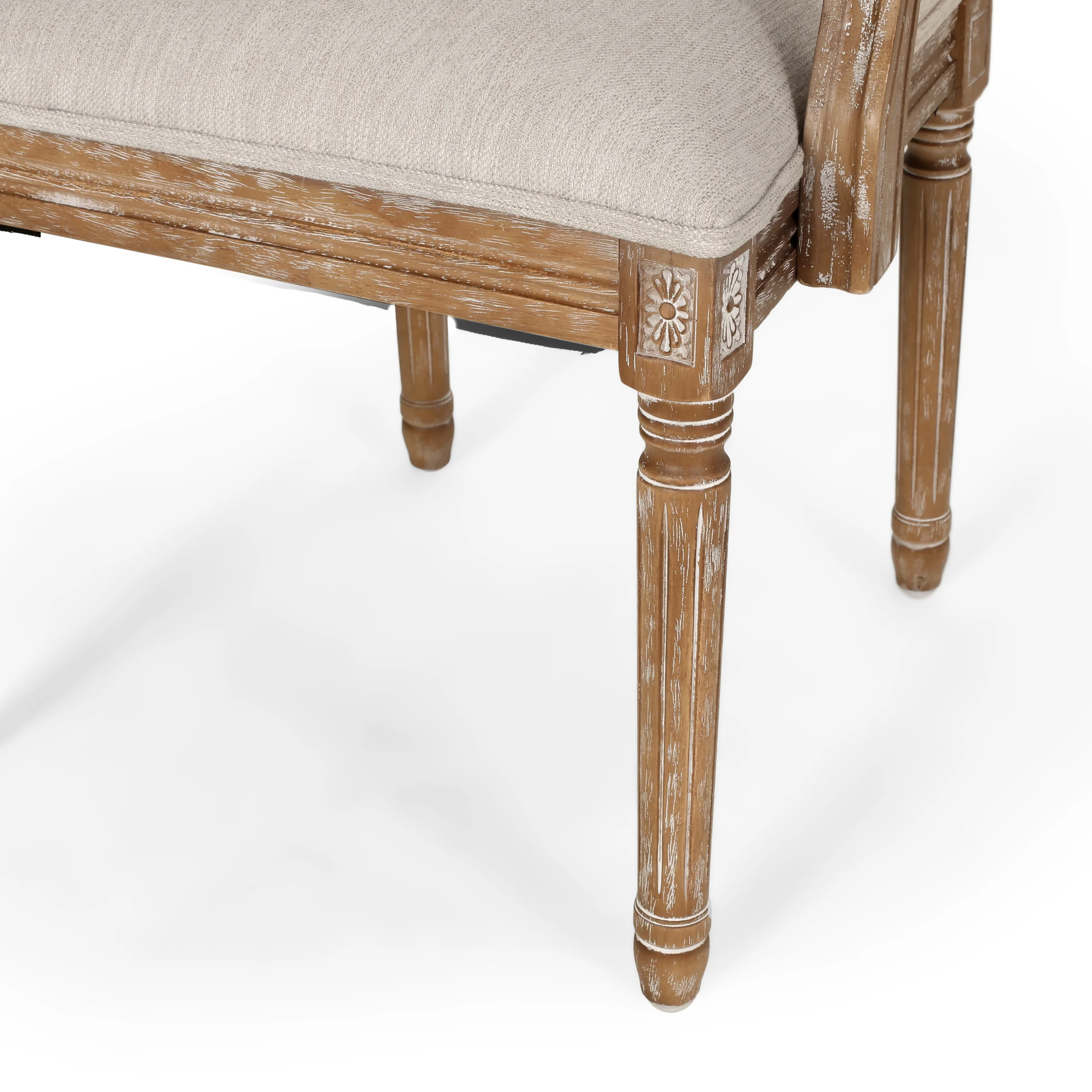 Joretta French Country Fabric Upholstered Wood and Cane 5 Piece Circular Dining Set - furnishings