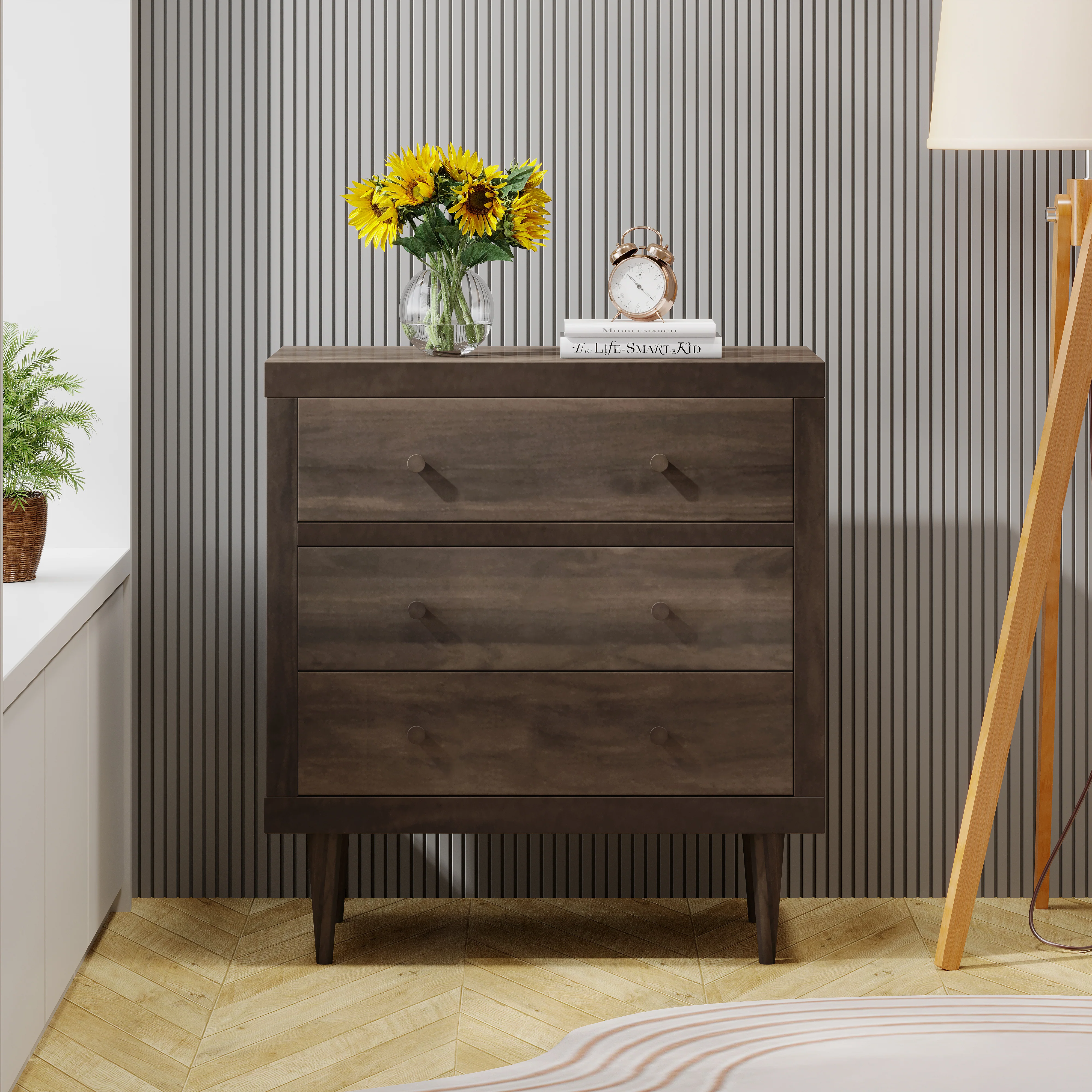 Farhart Mid Century Modern 3 Drawer Chest - furnishings