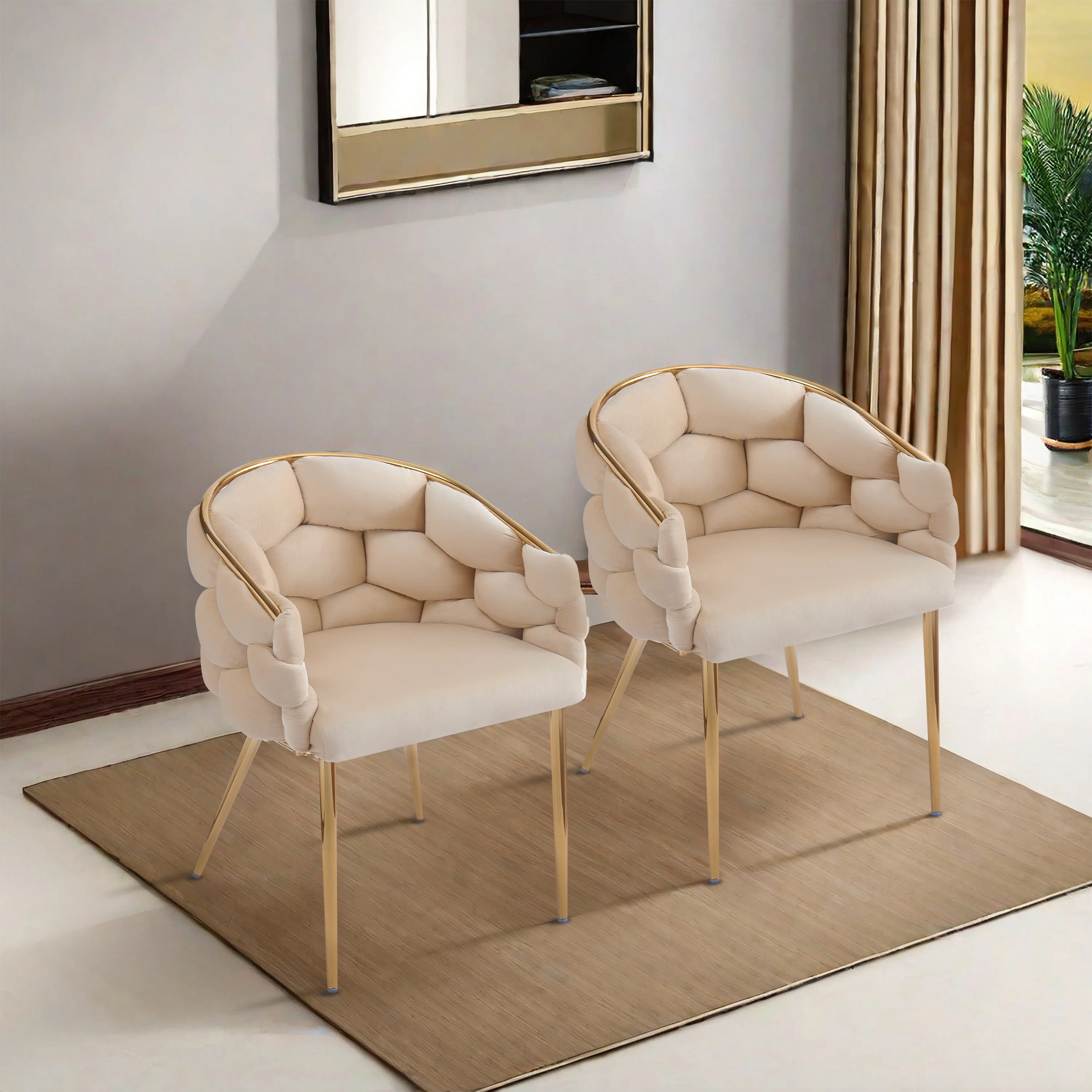 Cotorro Velvet Barrel Design Accent Chairs - furnishings