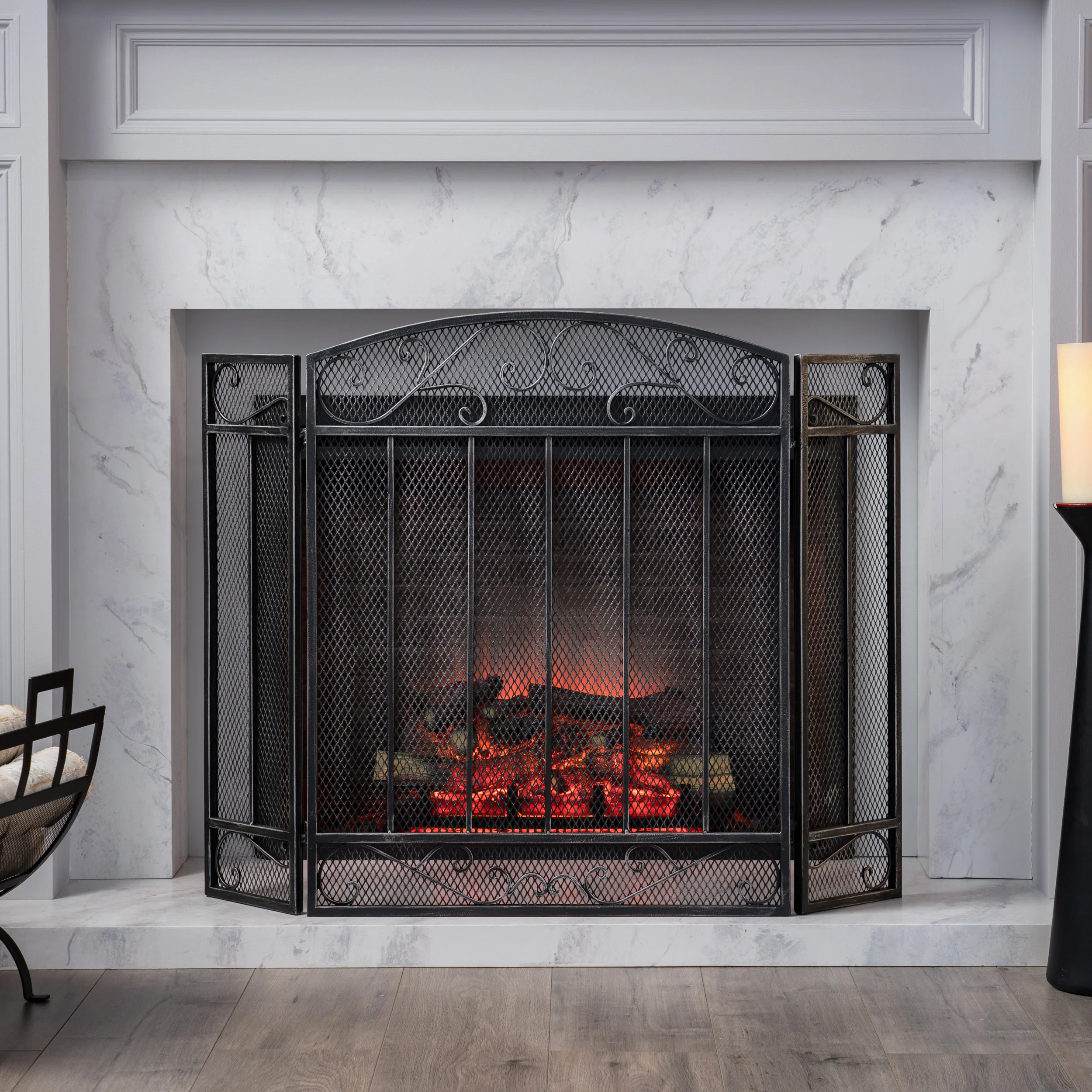 Fernando Contemporary Three Panel Iron Firescreen - furnishings