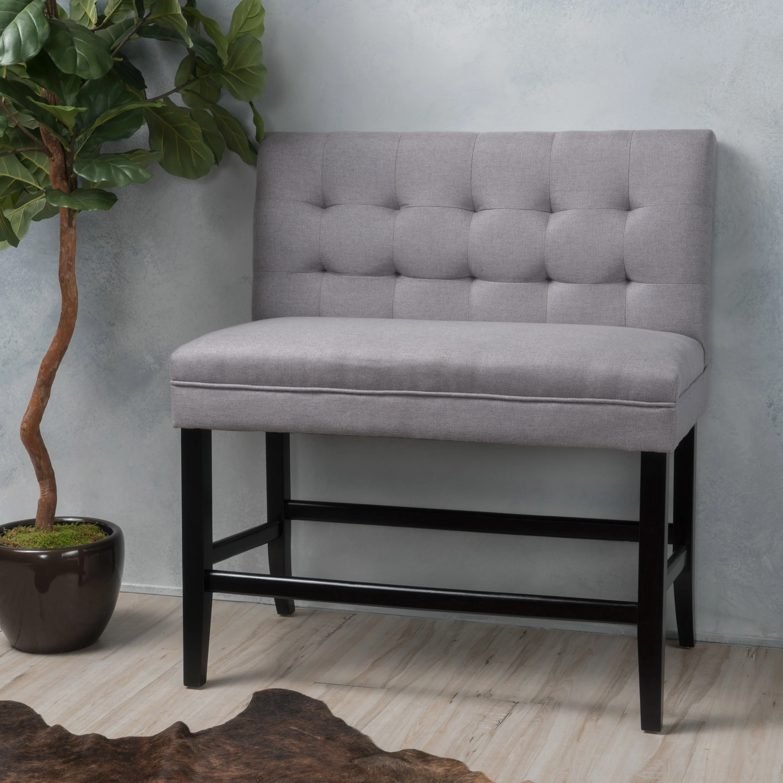 Paddy Tufted Back Fabric 26-Inch Barstool Bench - furnishings
