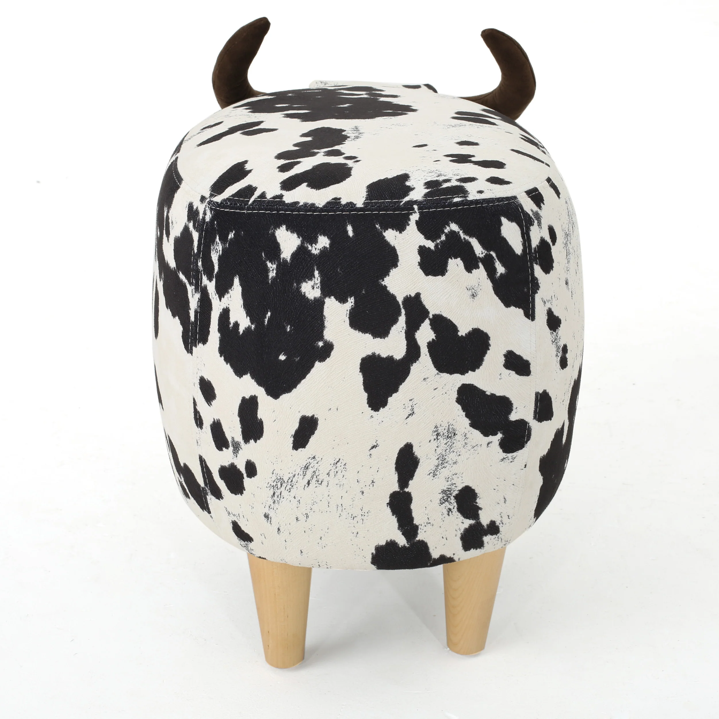Bertha Milk Cow Patterned Velvet Ottoman - furnishings